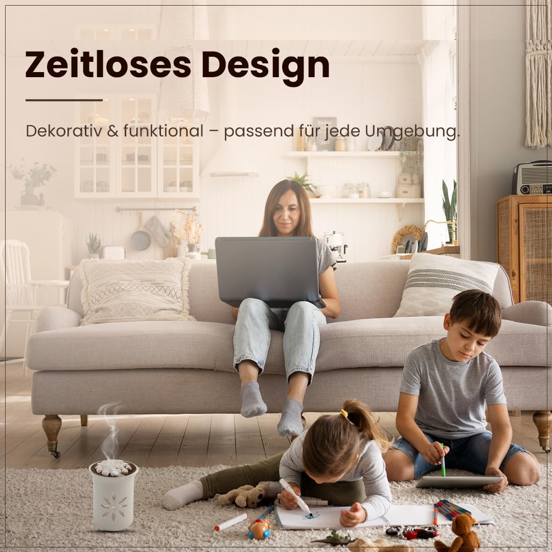 Räucherstövchen Keramik Weiß – Sternenblume Design mit Edelstahlsieb & Metallscheibe – Für Weihrauch & Kräuter, Höhe 11 cm | Incense Burner (Packung mit 2)