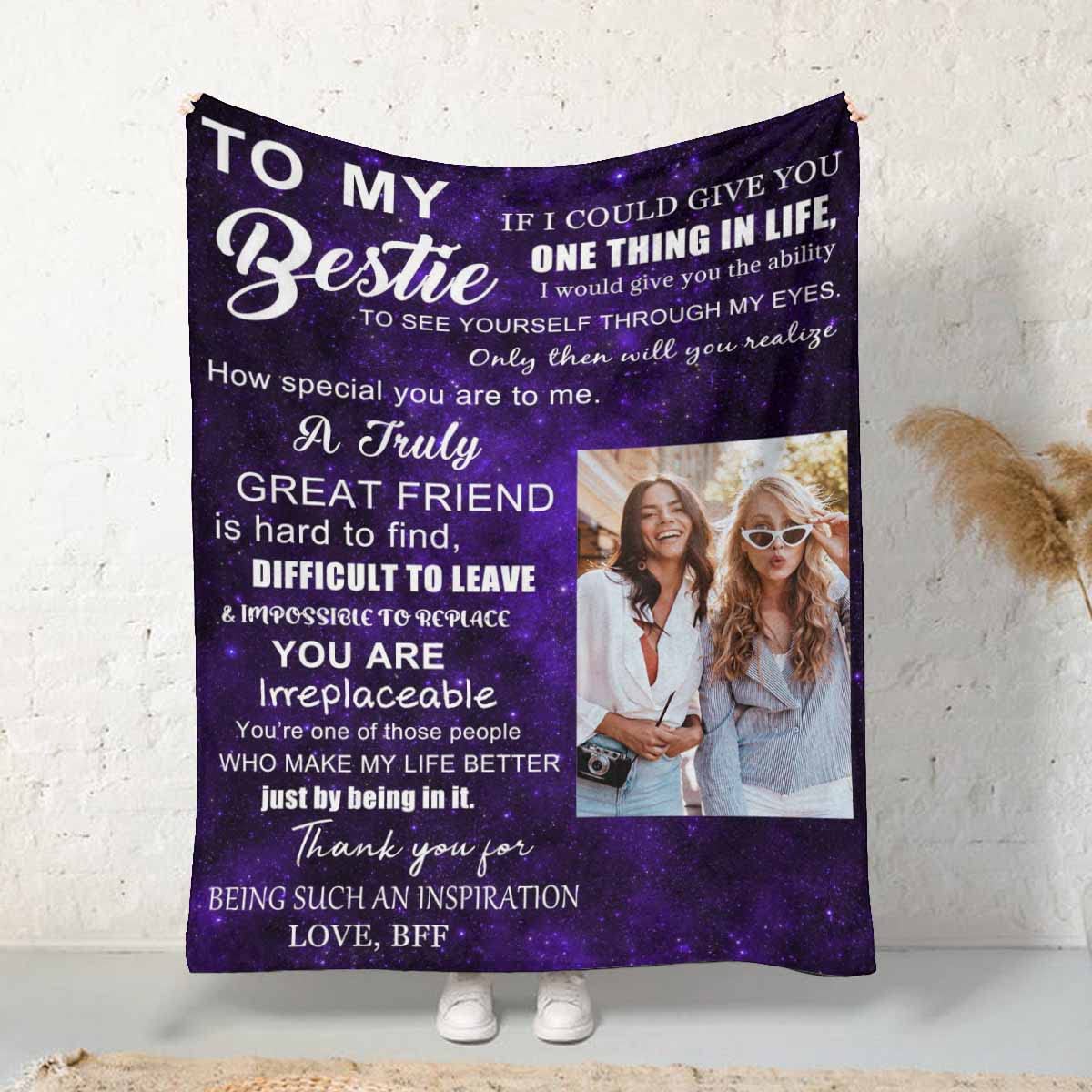 MyPupSocks Custom Throw Blanket for Best Friend, Personalized It's Hard to Find Truly Great Friend Galaxy Space Bed Blanket Friendship Gift for BFF Girl Long Distance Bedroom 50x60