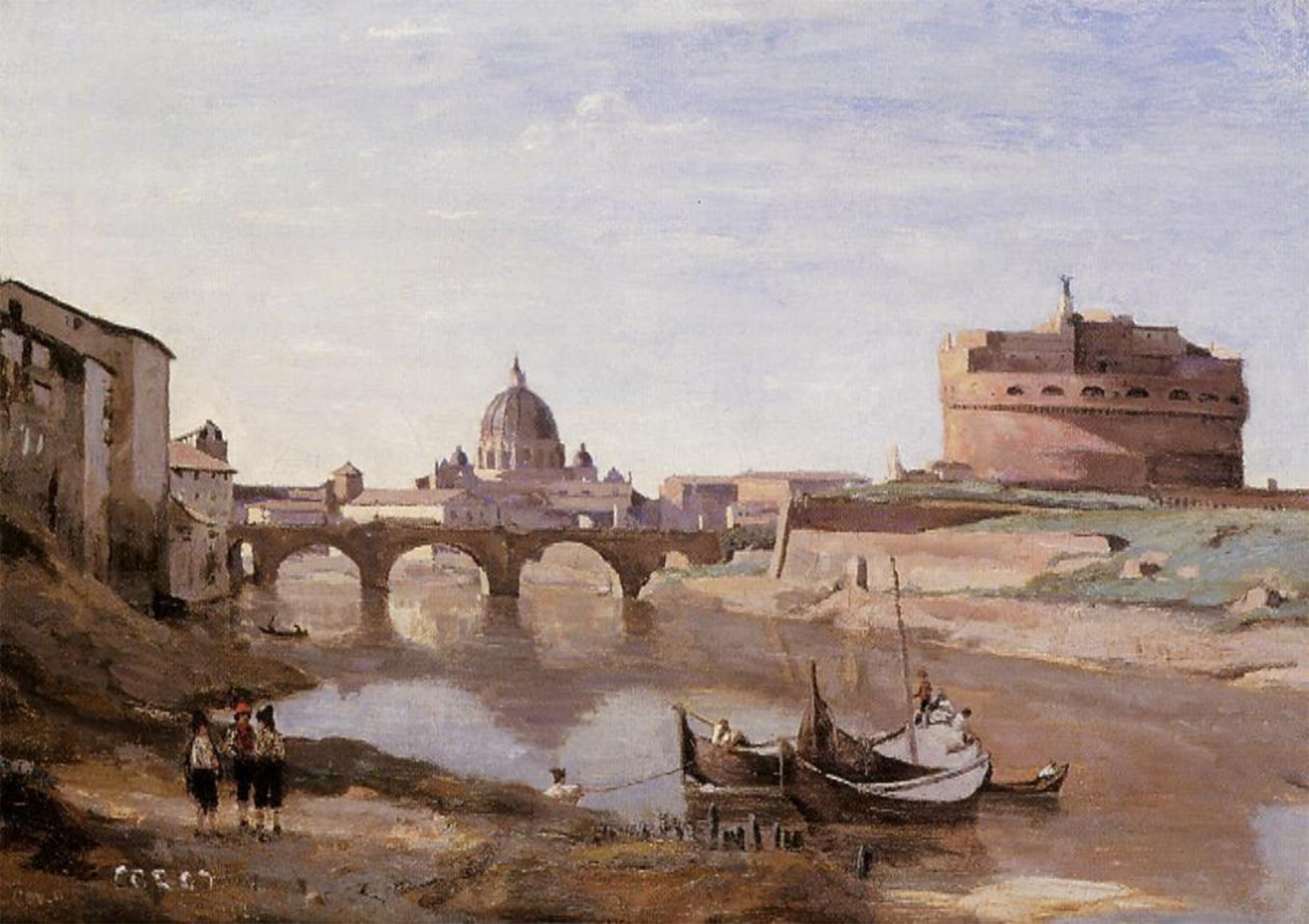 POSTERIIk Vintage Art Print Images Pictures Print Castle Sant'angelo by Jean-baptiste-camille Corot Modern Colour Posters for Office Home Decor 60x90cm