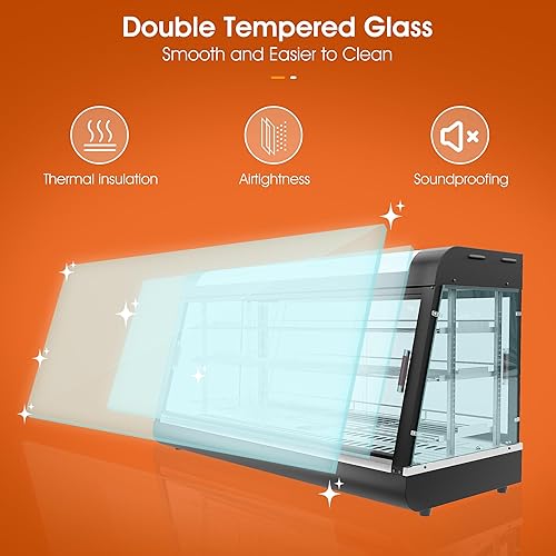 Miniatura 6 de Calentador de alimentos para encimera, 48 pulgadas, calentadores comerciales de tres niveles para exhibición de alimentos, caja de vidrio, con