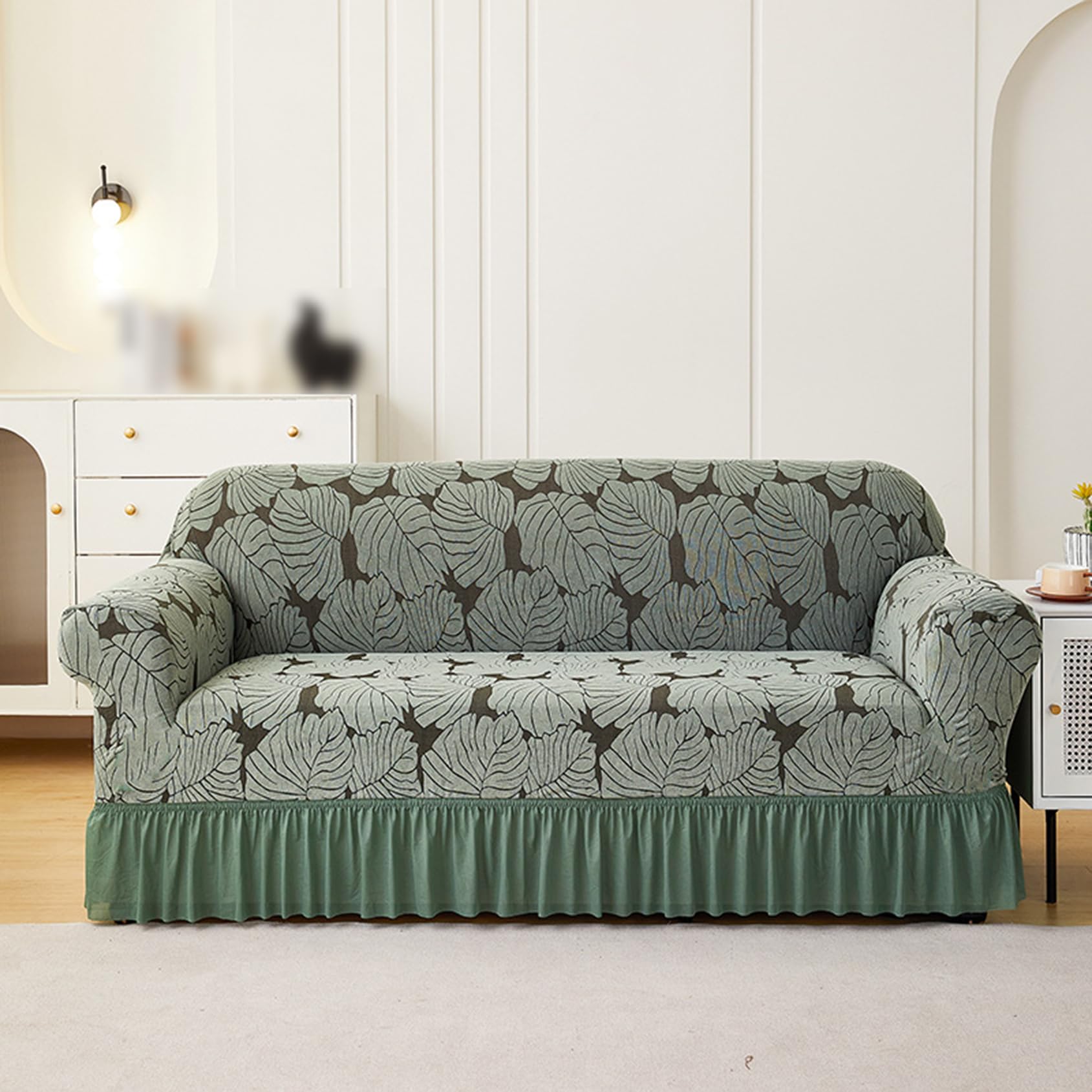Pers G Sofa Cover, 1/2/3/4 Seater Sofa Slipcover All-Inclusive Stretch Sofa Covers Dustproof Washable Sofa Slipcovers With Skirt For Livin Room Home Decor(Size:2 Seater(145-185Cm),Color:g)