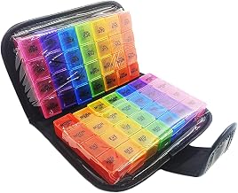 14 Day Pill Box 4 Compartments Morning Noon Evening Large Pill Box Weekly Portable Multi-Color Pill Box with Simple Open Design (14 Days, 4 Compartments)