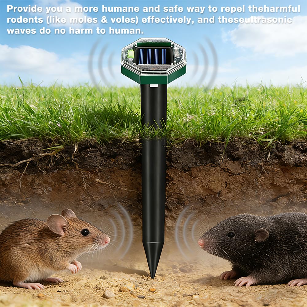 RéPulsif Solaire Anti Taupe, Lot de 6 Solaire Souris Repeller Exterieur Répulsifs, sans Danger pour Les Animaux pour Jardin Pelouse en Plein Air pour Taupe Campagnol Serpent