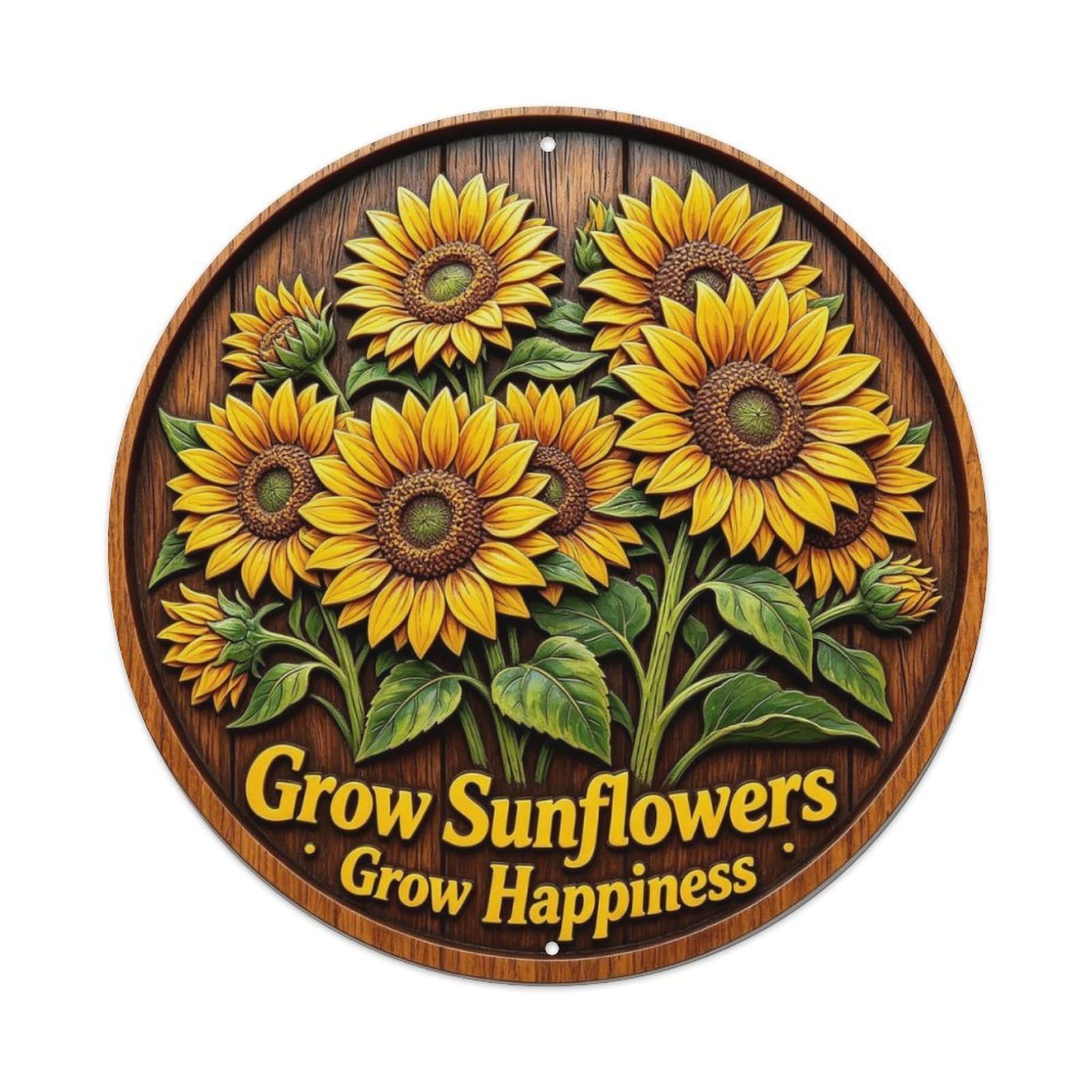 Grow Sunflowers Grow Happiness Metal Tin Sign Plaque