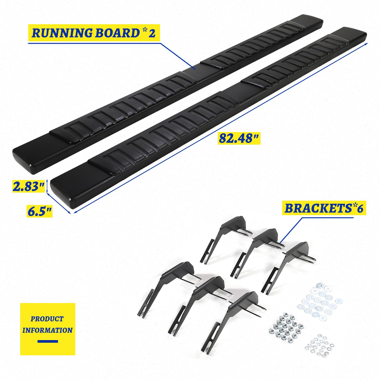 Black Drop Step Running Boards For Ford F150 & Super Duty Trucks (2015-2025) - 83" Carbon Steel 2 thumbnail image