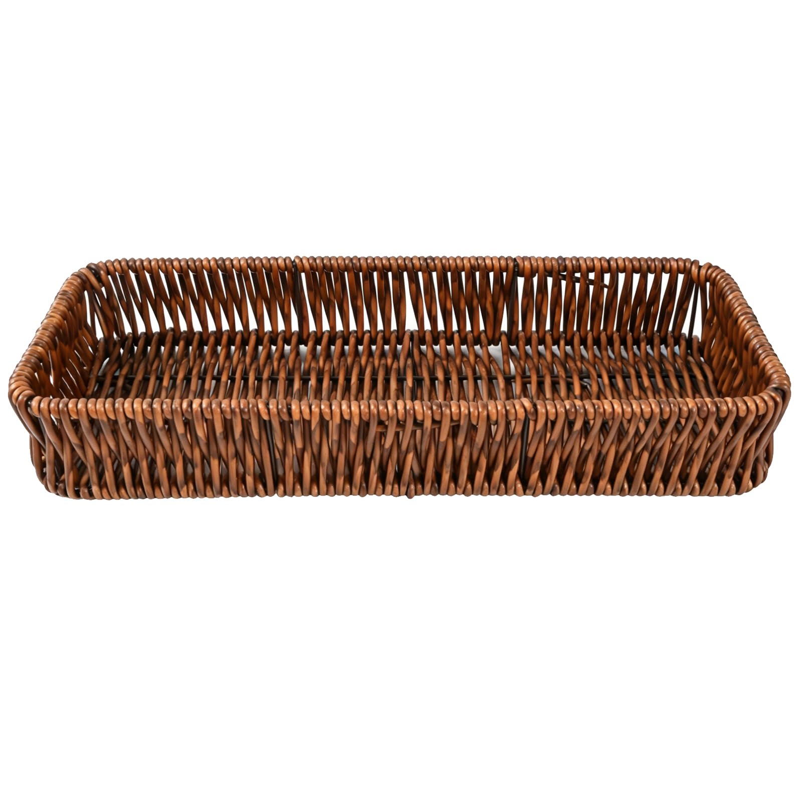 Merzio Deep Brown Rattan Key Bowl For Hallways, 27X10cm Decorative Key Tray & Vanity Tray, Woven Basket Tray For Entryway Organisation, Small Wicker Catchall Dish For Keys, Coins & Wallet