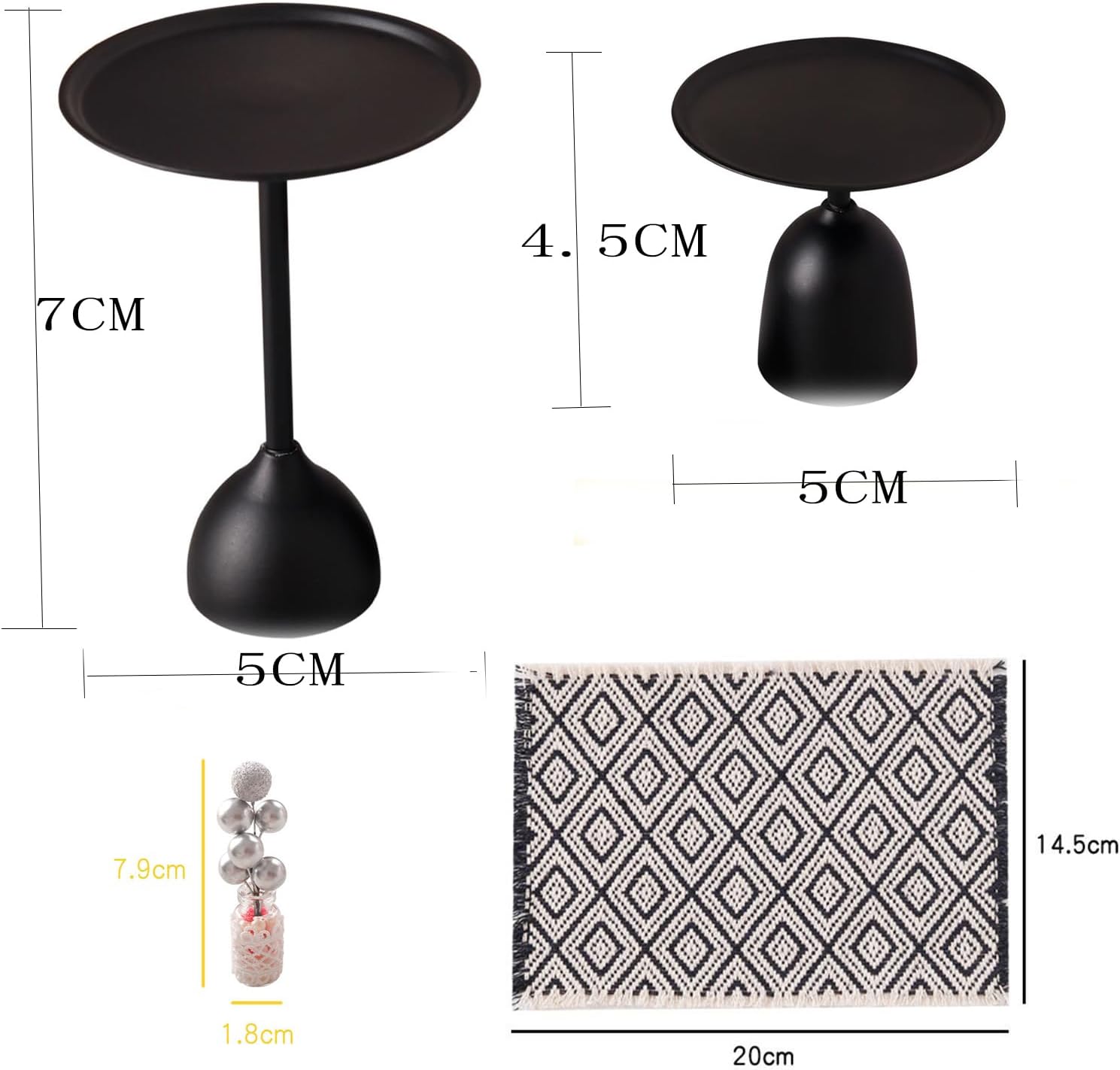 4PCS Dollhouse Furniture End Table Set, Dinning Living Room Decorations