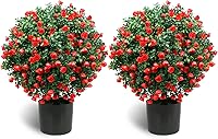 Vista 7 de Juego de 2 árboles topiarios artificiales de lavanda Sunnyglade de 21.6" de alto, resistentes a los rayos UV, en macetas, arbustos en maceta