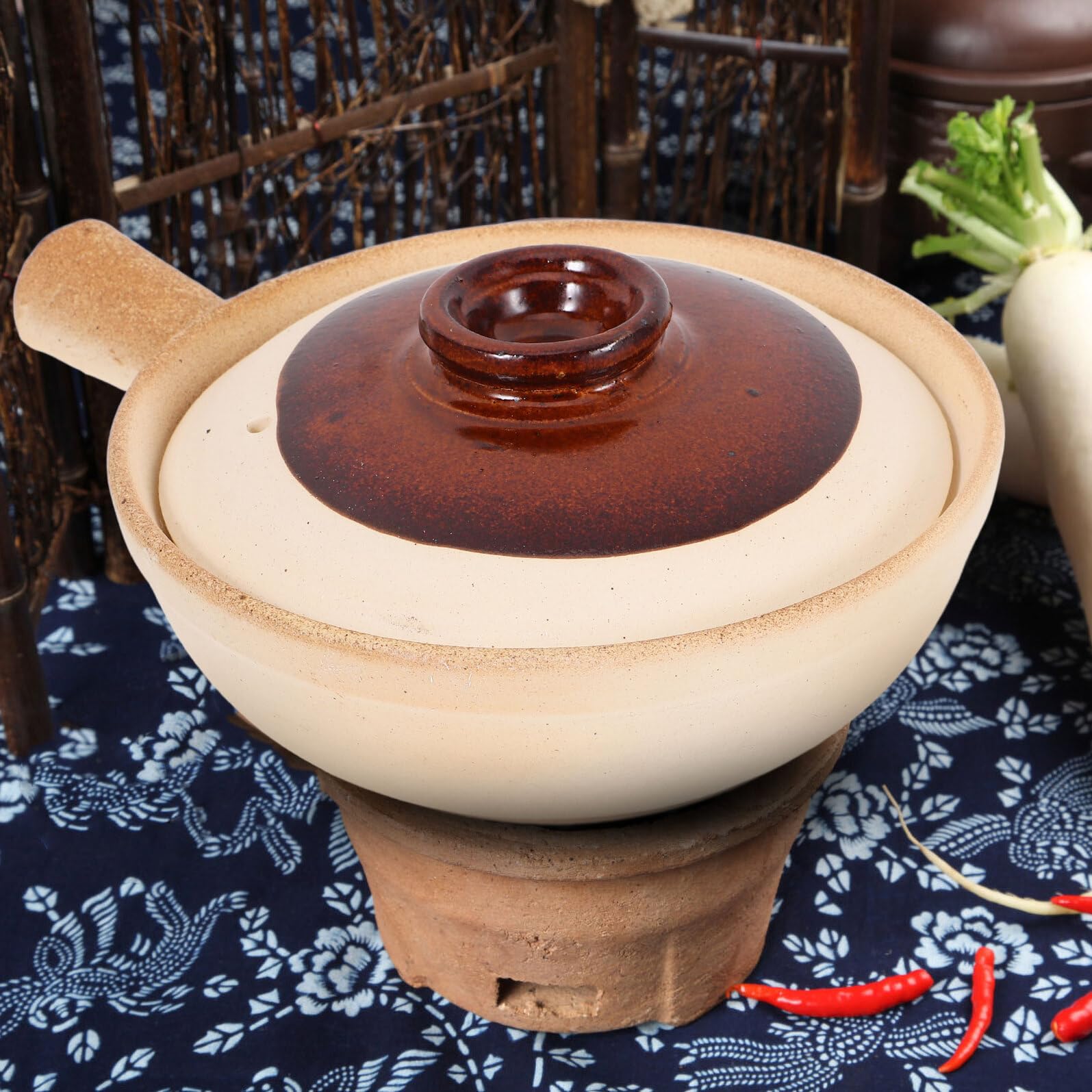 Olla de Barro Pequeña 19 Cm X 7 Cm para Guisar, Cazuela Cerámica Tradicional para Arroz y Guisos, Resistente a Altas Temperaturas, Apta para Comida para Llevar y Uso Comercial