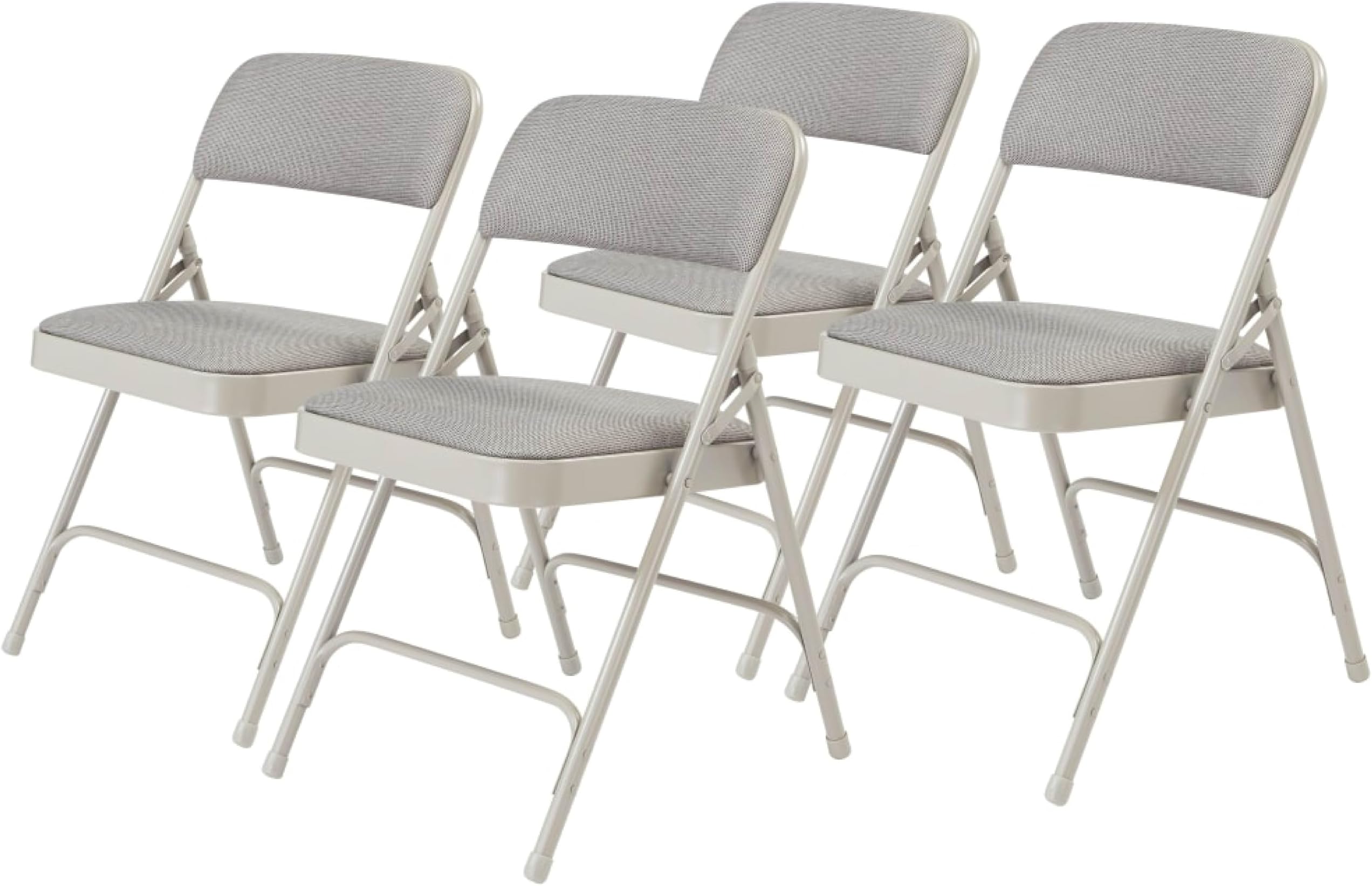 2200 Series Steel Frame Upholstered Premium Fabric Seat and Back Folding Chair with Double Brace, 480 lbs Capacity, Model 2202 Graystone/Gray (Carton of 4)