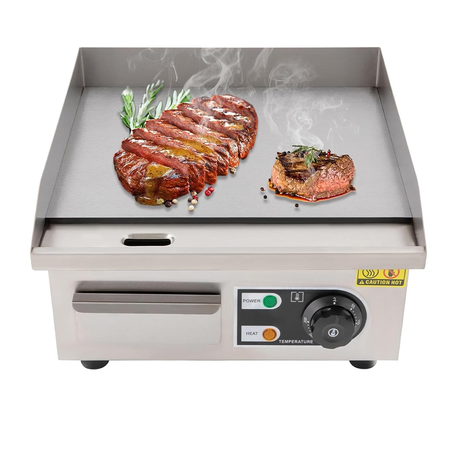 Piastra Elettrica Commerciale, Griglia Flat Top Da Appoggio Da 2000 W Con Controllo Della Temperatura Regolabile 50-300 ℃, Griglia Teppanyaki In Acciaio Inossidabile Antiaderente Per Ristorante, Casa