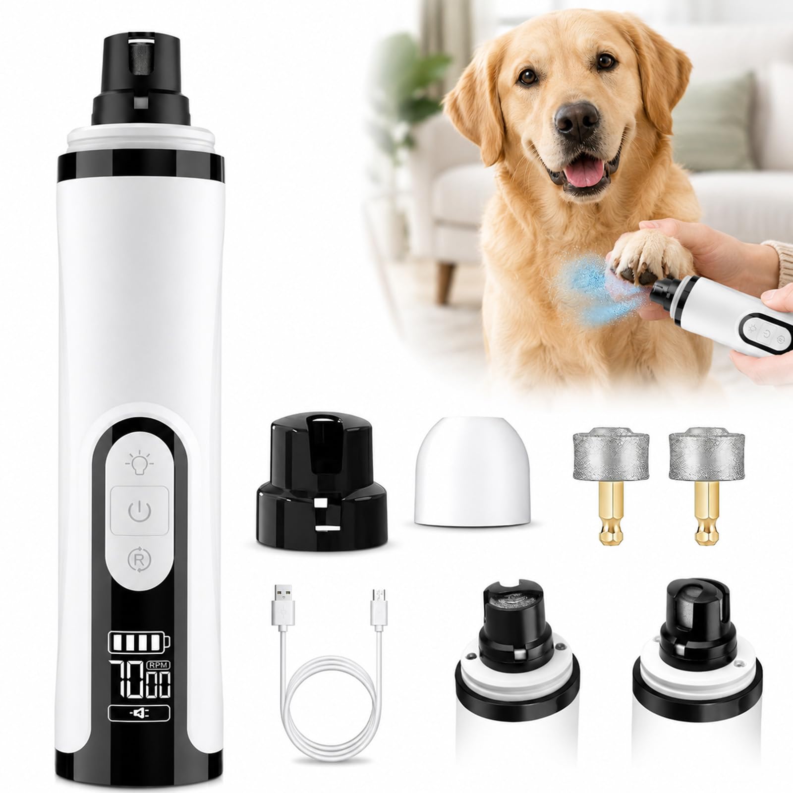Avvchuy Silent Pro Dog Nails, Cats Nail Grinder with LED Light
