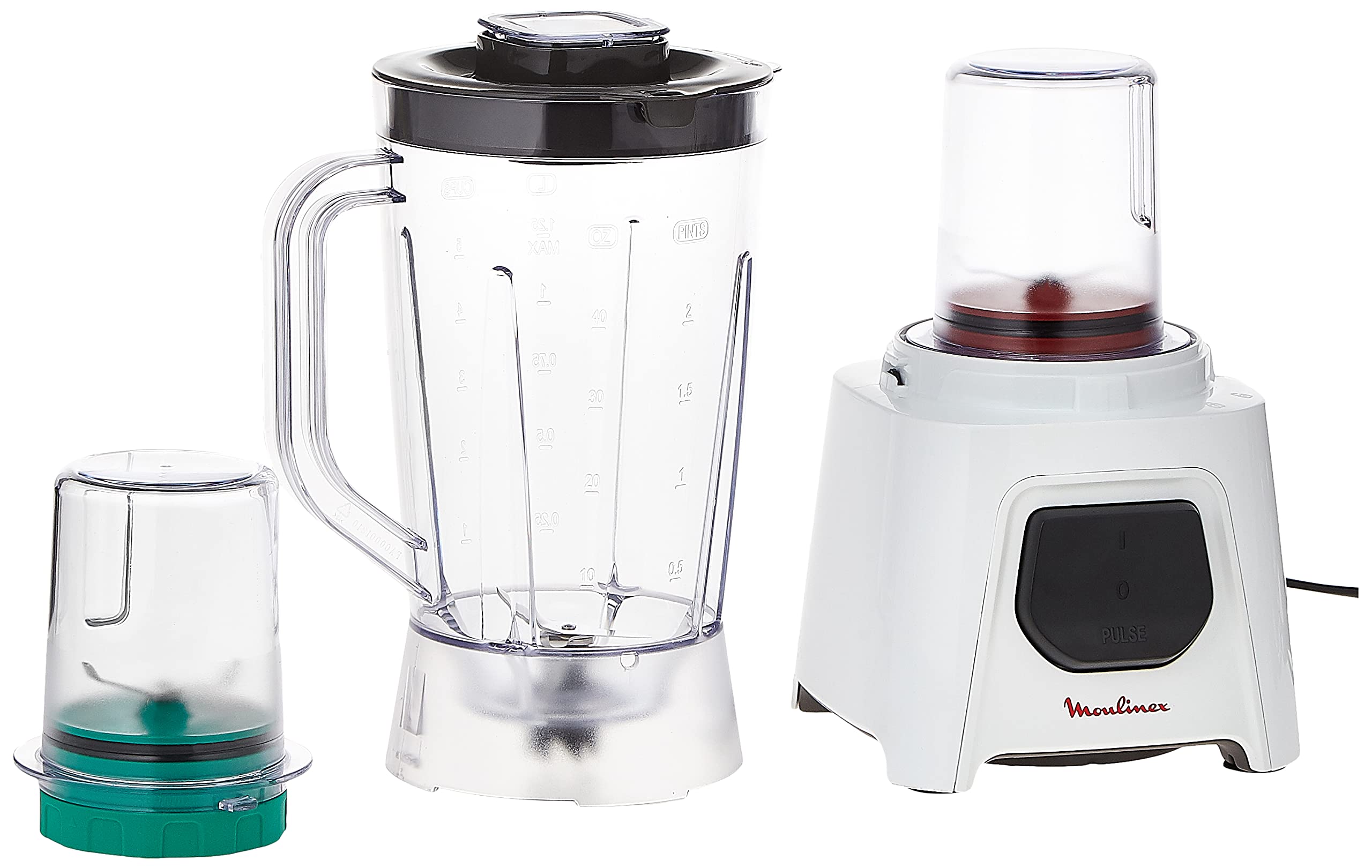 Moulinex Blendeo+ Blender, 1.5 Litre, With Ice CRush Technology & 2 Grinder And Chopper Accessories, 450 Watts, White, Plastic, Lm2B3127