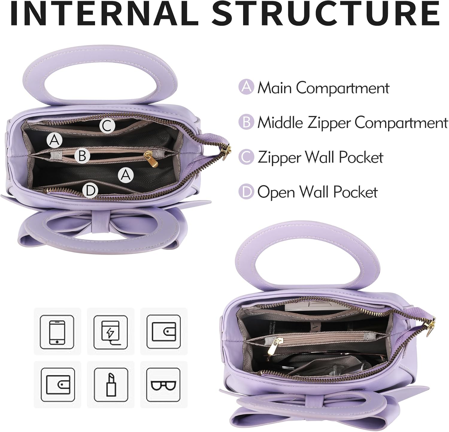 Small Purses for Women Crossbody Bag, Vegan Leather Crossbody Purses and Handbags with Top Carry Handle and Cute Bow Knot