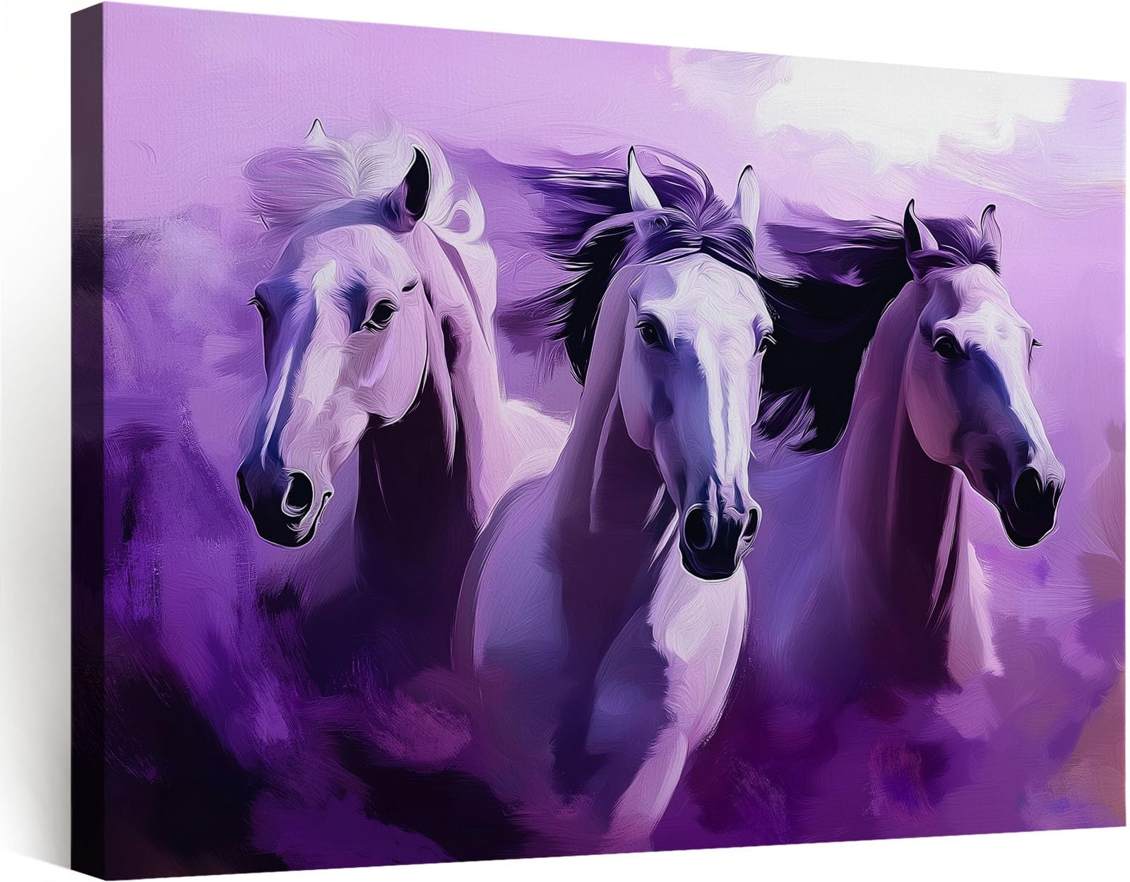 Tableau decoration murale moderne en toile cheval violet 100x70 cm - 8