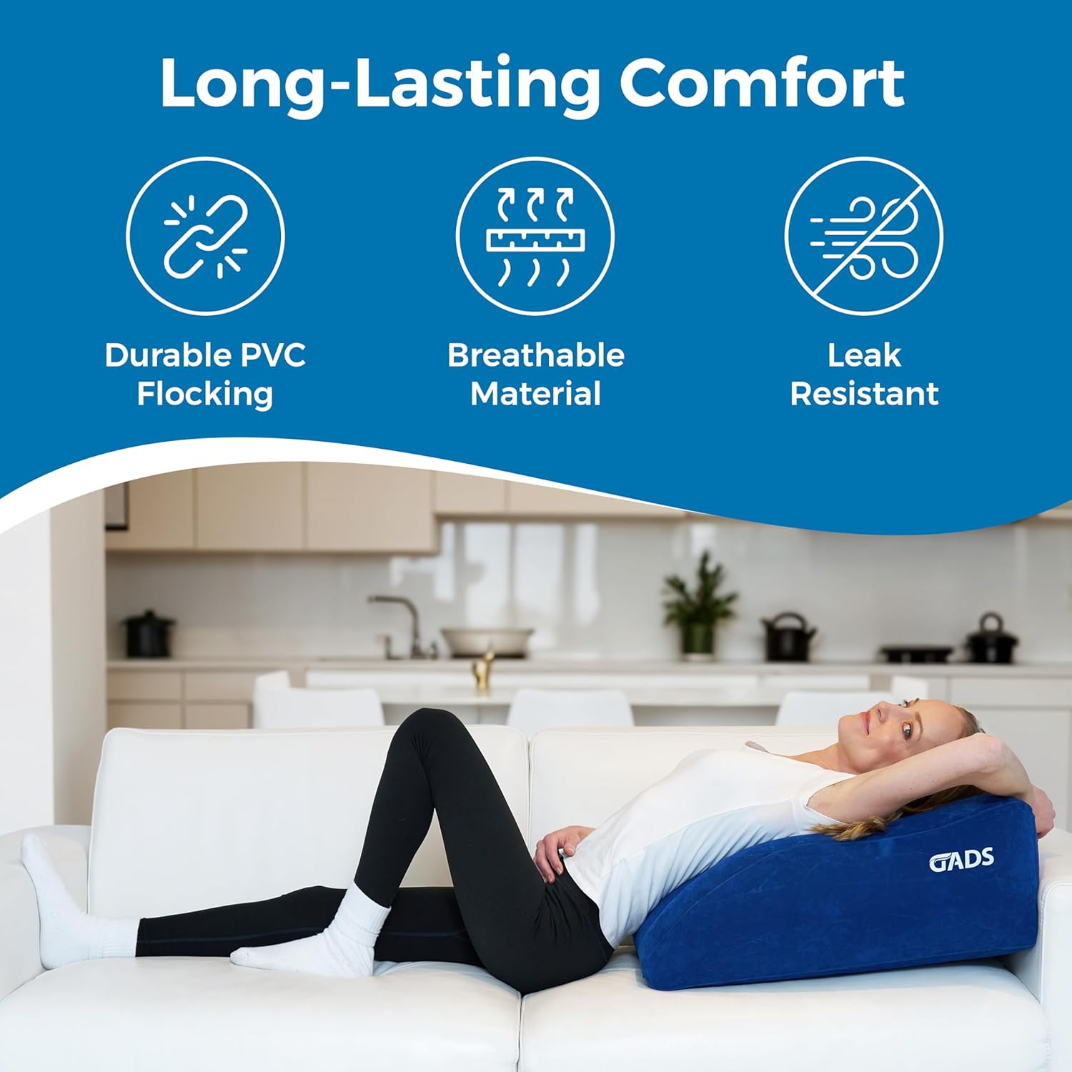 Inflatable Leg Elevation Pillow - Inflatable Leg Pillow & Knee Pillow for Travel - Wedge for Sleeping in Bed & Supportive Design for Elevated Comfort