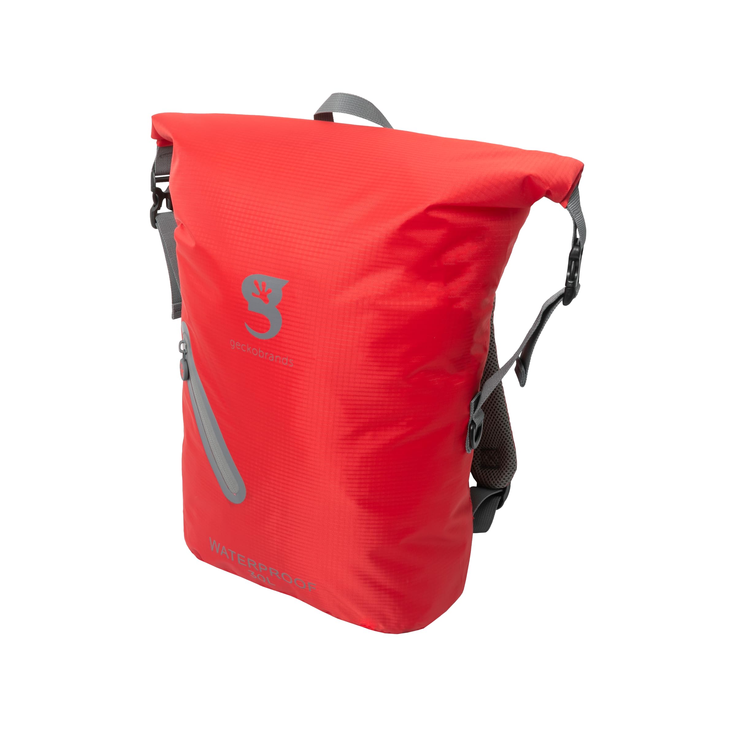 geckobrands Waterproof 30L Backpack – Lightweight Packable Dry Bag, Grey/Orange