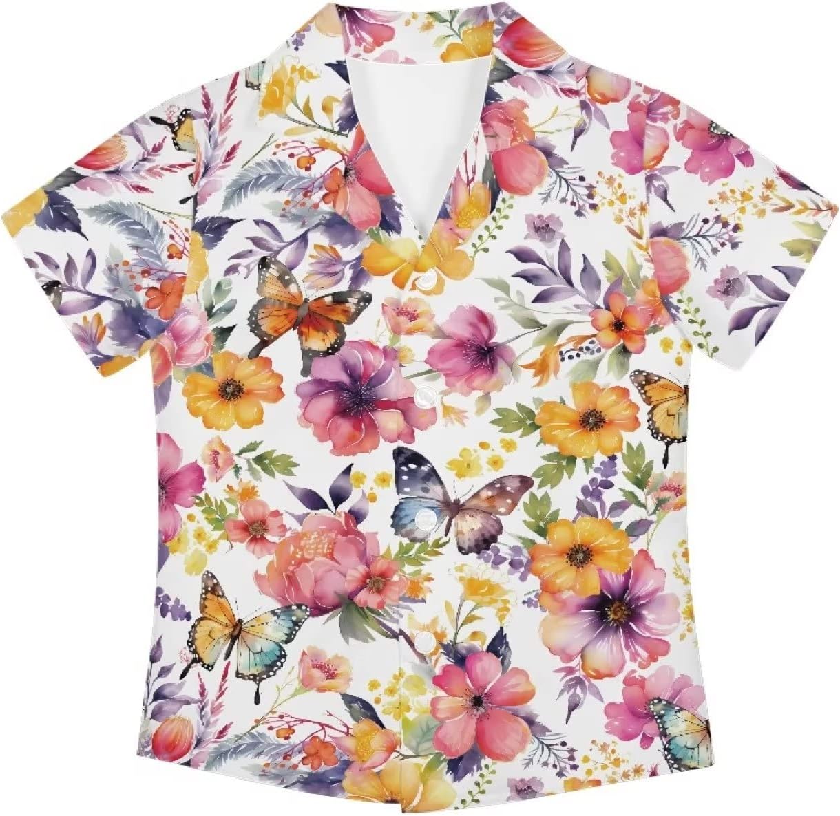 Unique Hawaiian Shirt for Boys V Neck Button Down Cute Summer Tropical Shirts Kids Beach Outfits