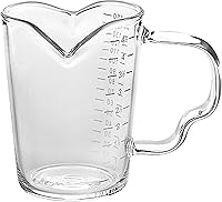 Vista 10 de Jarra de crema de vidrio martillado a mano engrosada con mango de madera, taza de espuma de leche de café de 17 onzas/16.9 fl oz, escala de medición