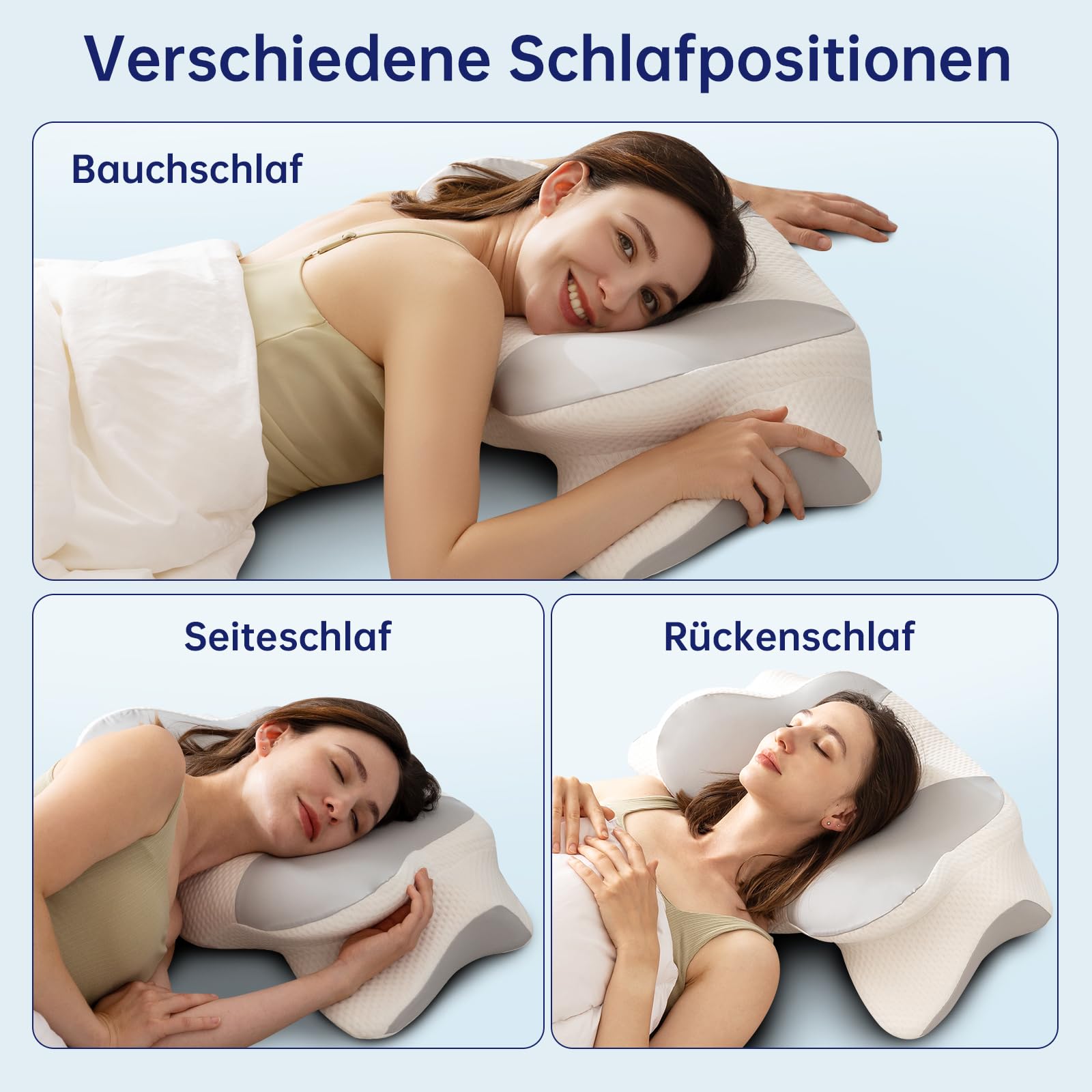 Poduszka Memory Foam Premium - Anatomiczne Wsparcie Szyi i Głowy z Wentylacją 3D, Hipoalergiczna Pianka Visco Elite dla Głębokiego Snu, Certyfikat OEKO-TEX, Pokrowiec Prany w Praniu (Szara)