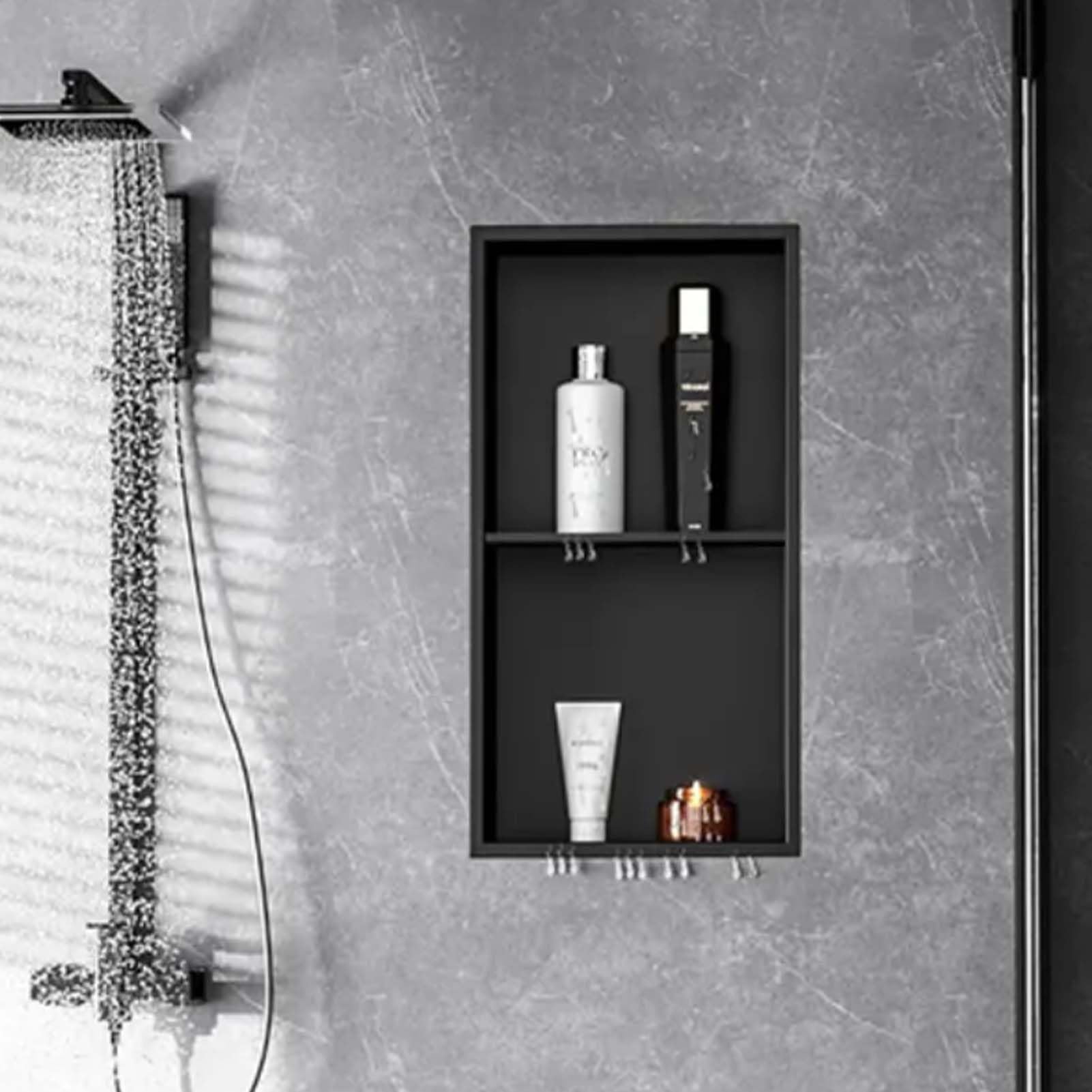 Yopappol Built-in Shower Niche of Stainless Steel Recessed Wall Insert Shower Shelf Caddy No Tile Required Waterproof Wet