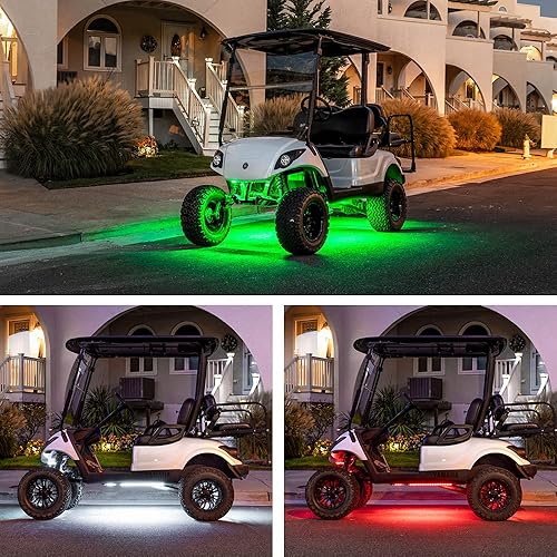 Miniatura 3 de LEDGlow Kit de iluminación de neón para carrito de golf eléctrico de 4 plazas, 4 unidades, LED de millones de colores, 12 V-72 V, compatible con