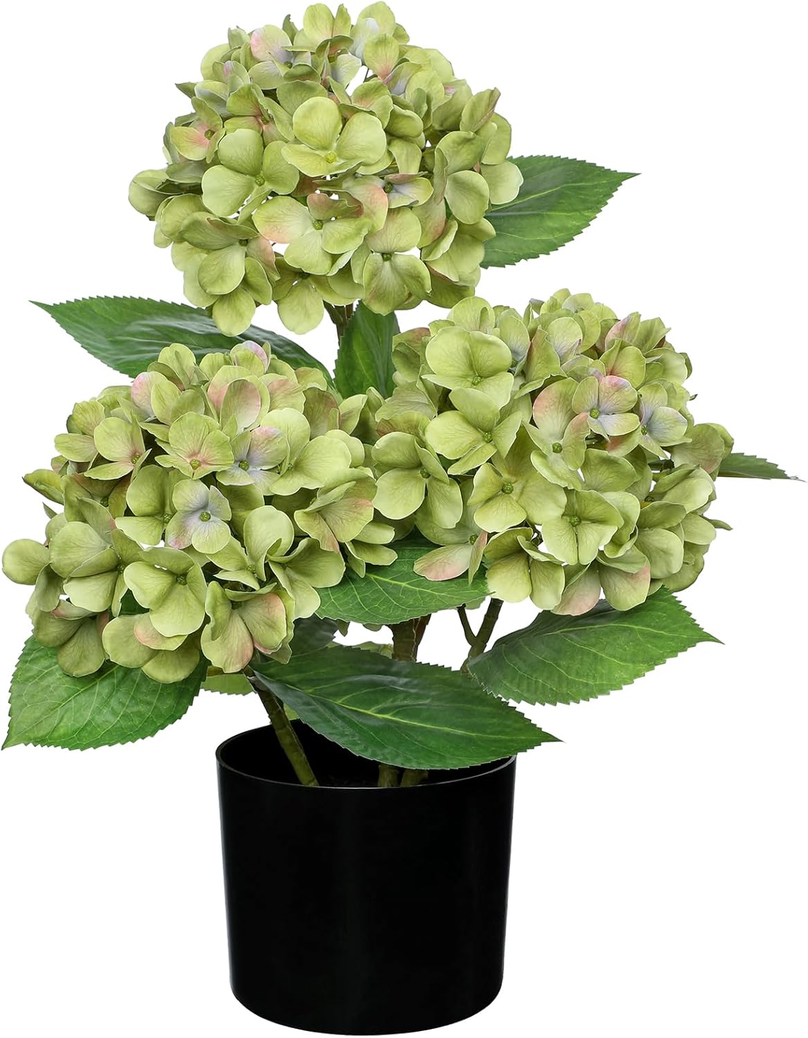Hollyone Green Hydrangea Artificial Flowers Plant Potted 19.7" Faux Silk Hydrangea Flower Tree Arrangements for Home Bathroom Office Table Centerpiece Shelf Decorations