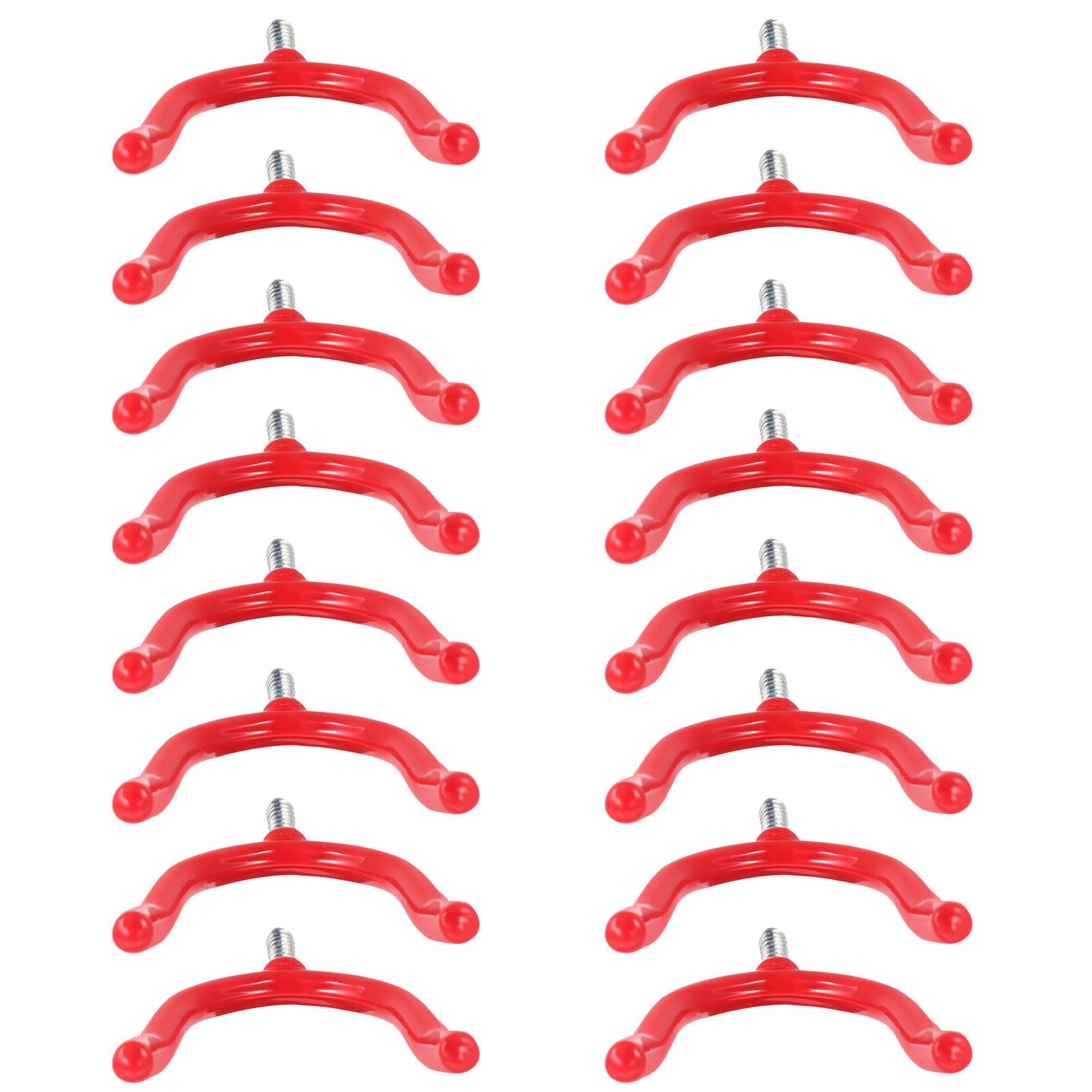 Ganchos Multiusos de Acero en Forma, 16 Unidades Rojos Tornillo para Herramientas de Jardinería, Perchas de Alta Resistencia para Garaje y Organización del Hogar