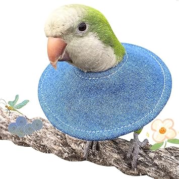 Bird Collars,Adjustable Recovery Collar Parrot Elizabeth Collar for Feather Plucking Feather Protector Shield with Soft Padded Cotton Neck Cone Anti-bite Anti-Licking Wound Healing XS,Blue