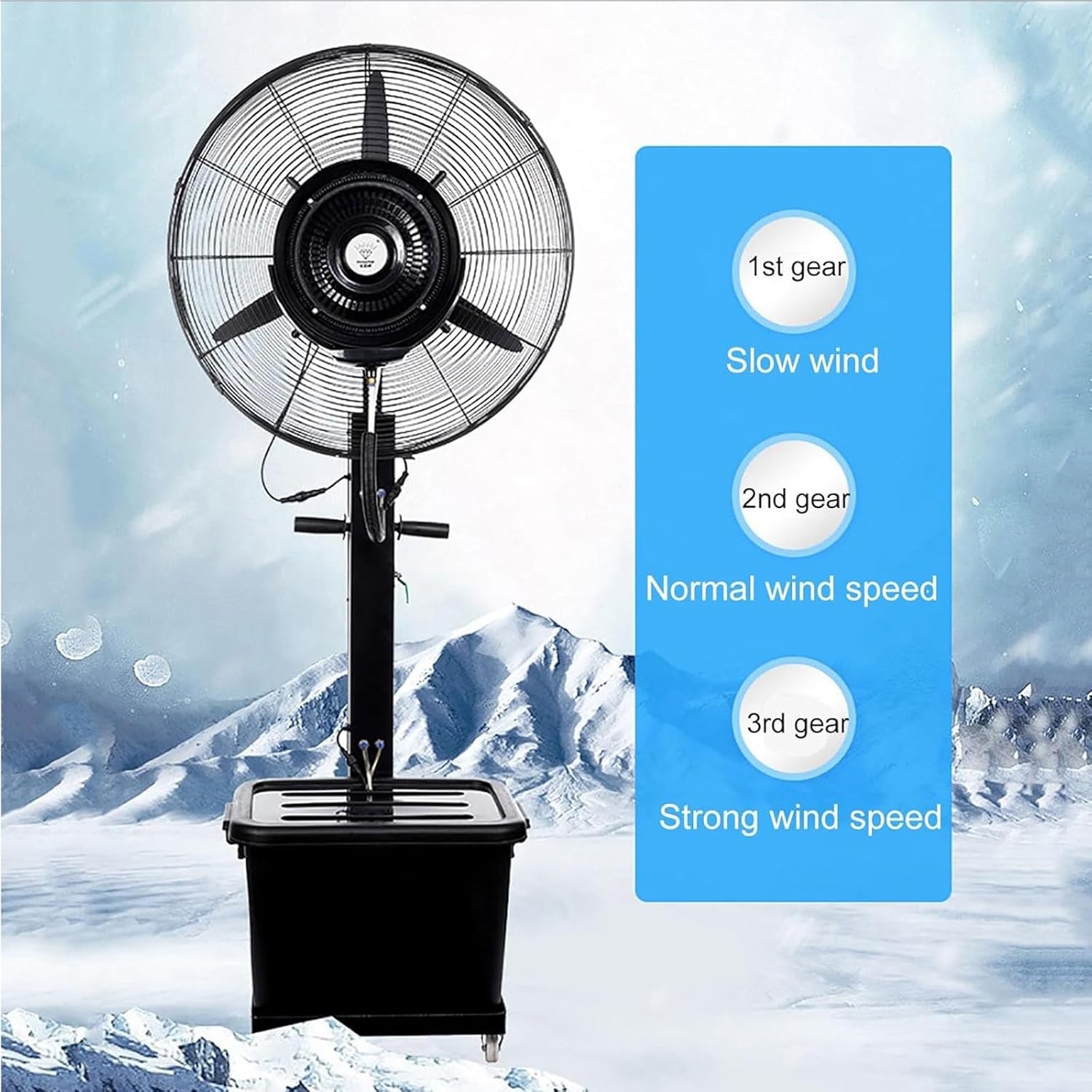 Large Industrial Mist Fan, Outdoor Misting Fan, Automatic Water Filling, 40L, Three Gears, with 90 Degree Oscillation(75cm)
