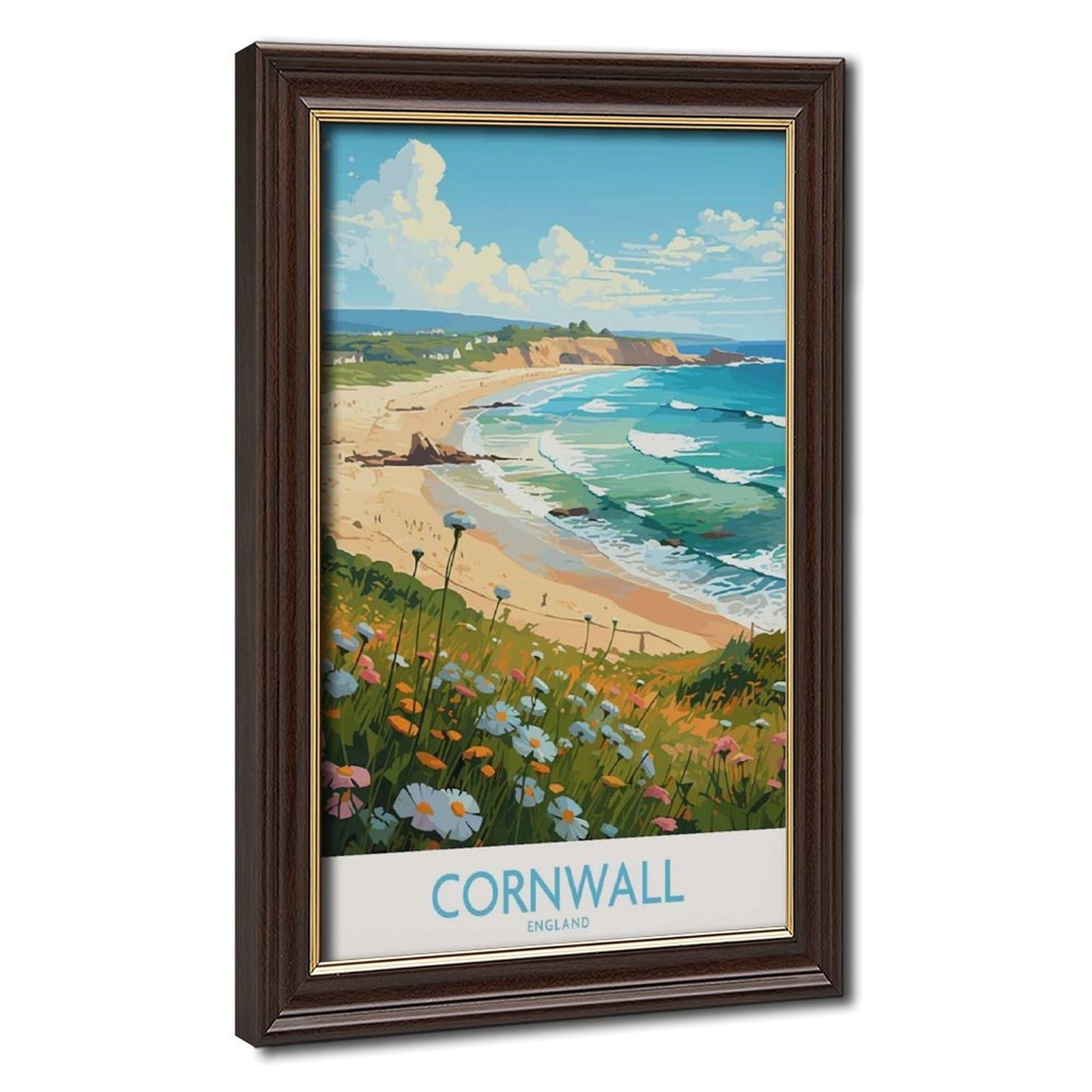 Bareronor Mokume Gane Frame-Style Cornwall Canvas Poster For Bedroom Decor Gift