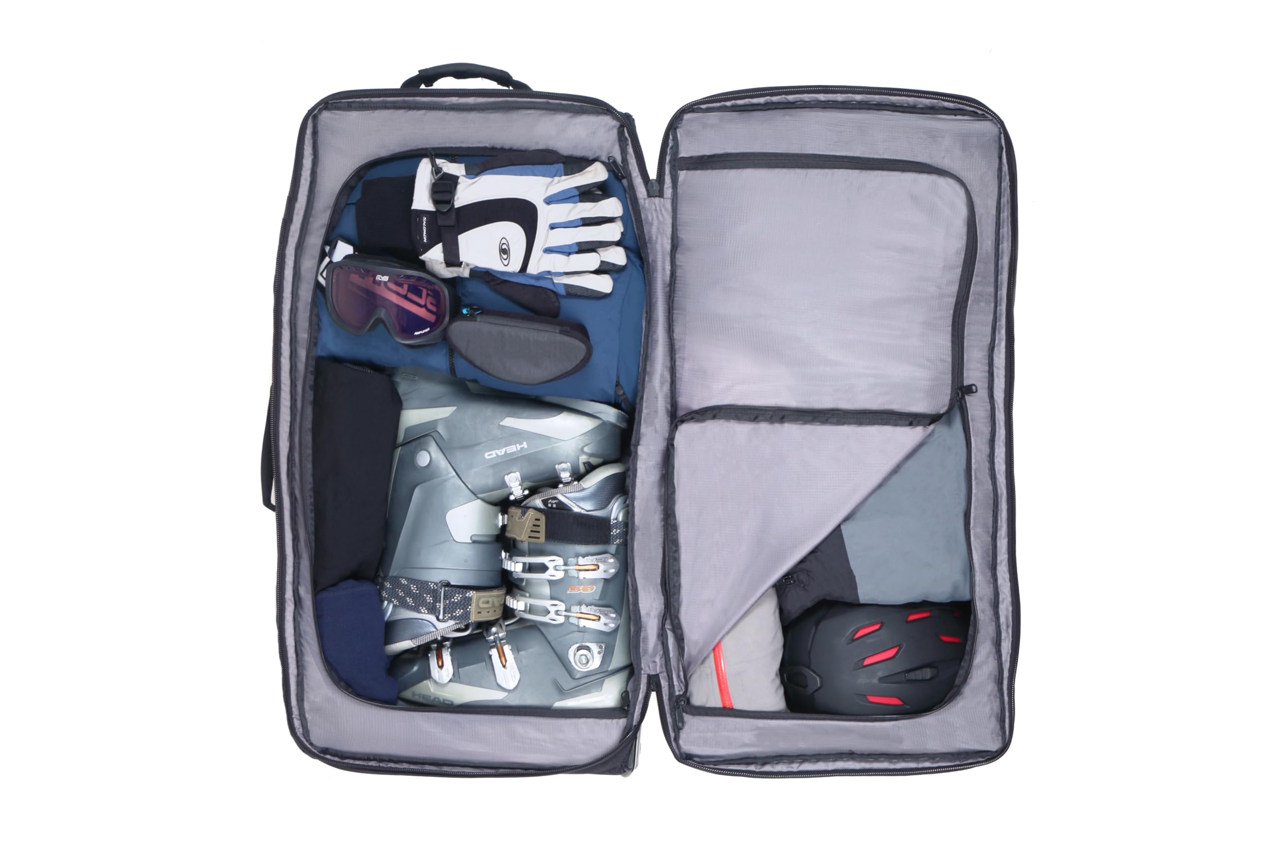 Lifeventure Expedition Clamshell Reisetasche mit Rollen, 110 l, Schwarz, Zusammenklappbarer, großer Koffer mit hartem Boden und leichtgängigen Rollen