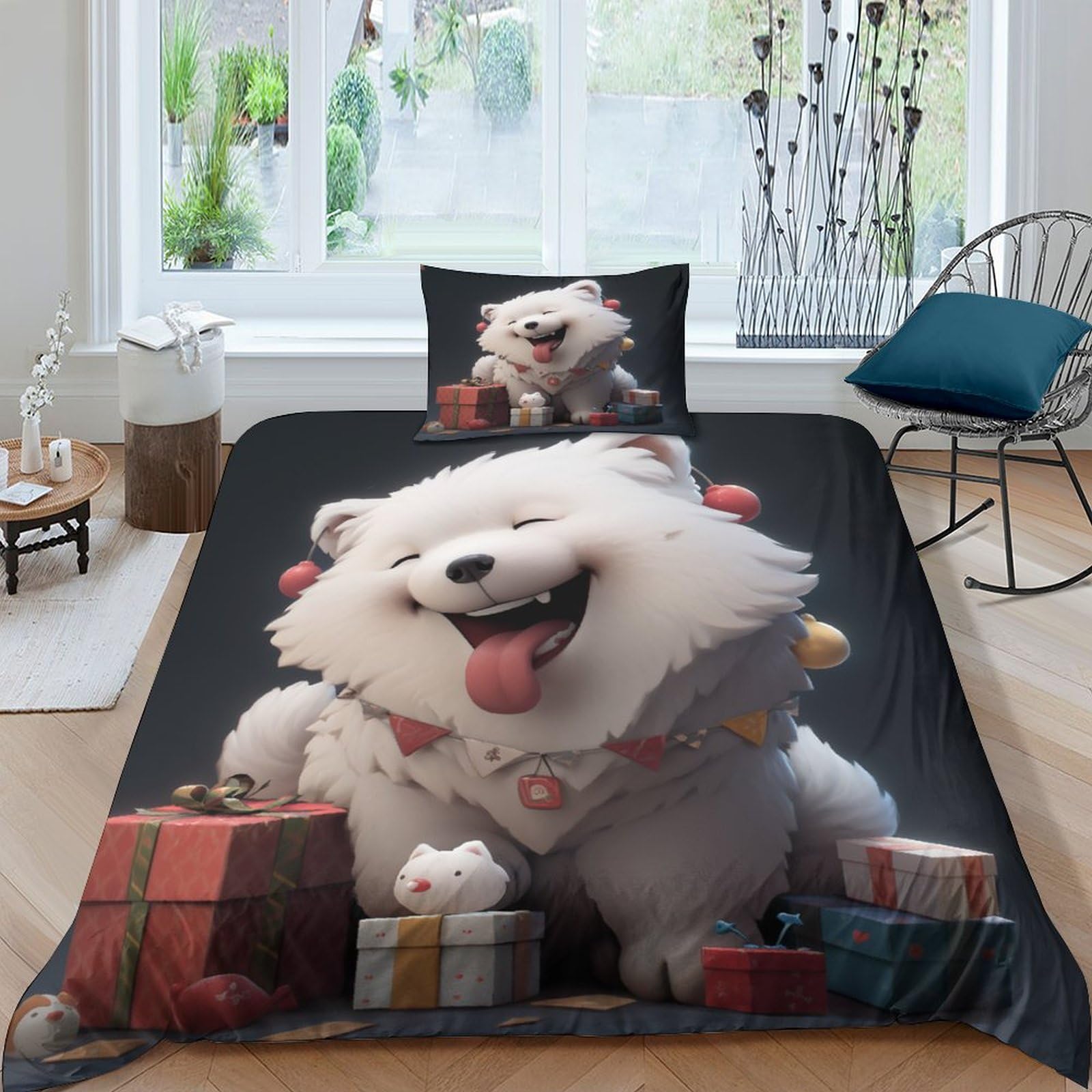 Housse de couette Chien Heureux microfibre pour éviter la sueur nocturne