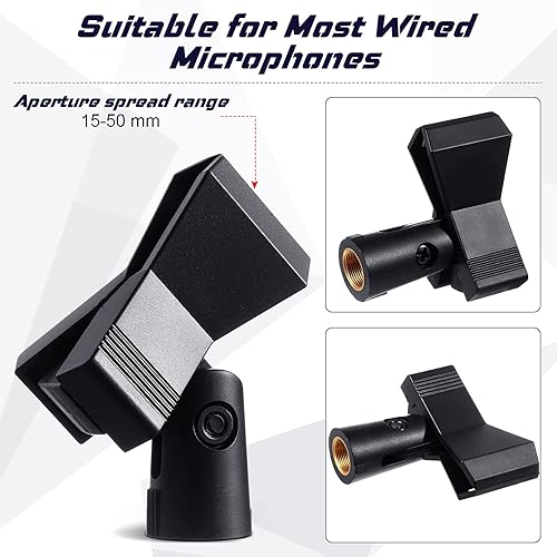 Miniatura 5 de Yeshone 4 clips de micrófono para soportes con 4 adaptadores ajustables, soporte de micrófono, abrazadera de soporte de micrófono inalámbrico con