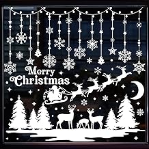 (2 Pack, 18 Sheets) Tomario 418 Large Christmas Window Stickers, Reusable Double-Sided Window Stickers with Snowflakes Pattern for Christmas Decoration at Home or Office