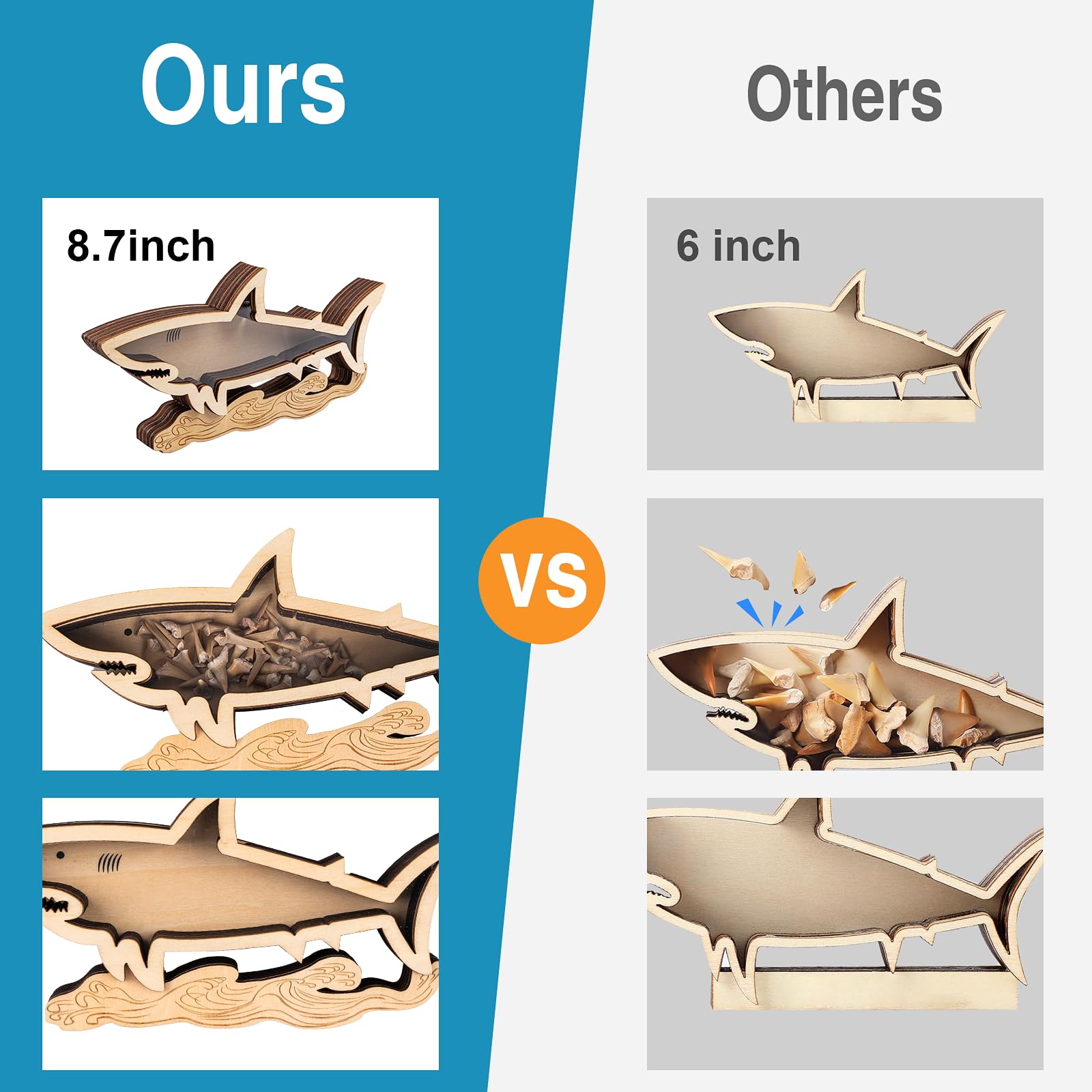 DEALSGOGO 2-Pack Shark Tooth Display Case - Sealed Floating 3D Holder To Prevent Dust & Oxidation - View #9