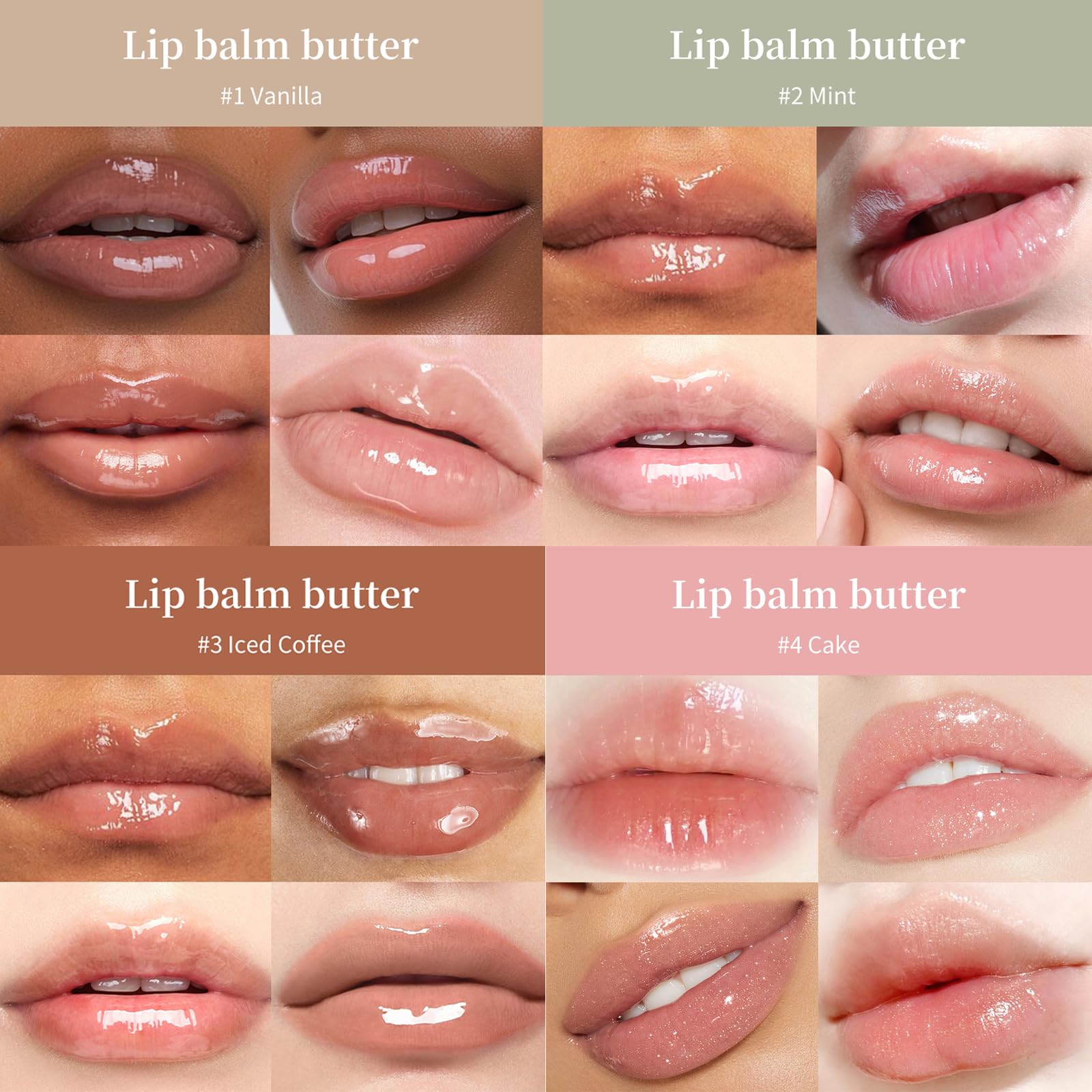 Sitovely 4 Colors Tinted Lip Butter Balm, Hydrating Peptide Lip Tint, Clear Jelly Glossy Lip Gloss - Image 2