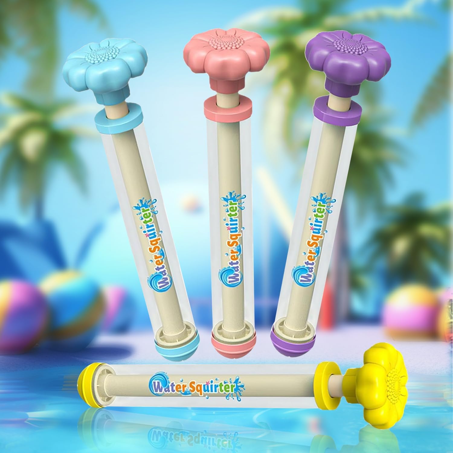 4 Stück Feuerwerks Wasserpistole,Romantische Wasserspritzpistole Reichweite,Water Gun Set,Romantisches Wasserspritze für Paare,Romantisches Wasserspielzeug für Pool,Strand,Sommer Party