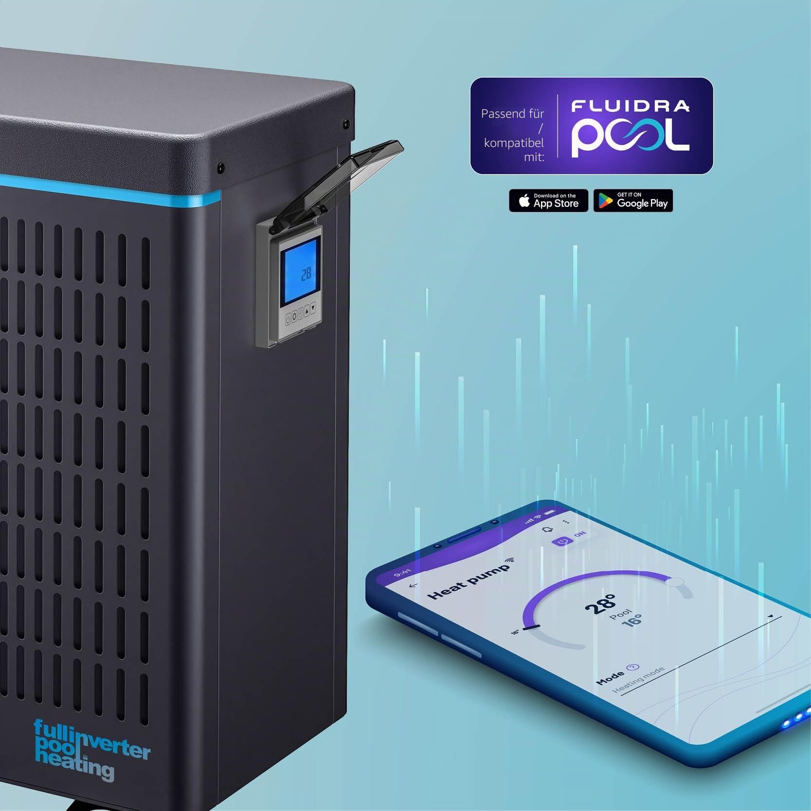 Gre HPGIC45 - Full Inverter-Wärmepumpe für Pools bis zu 45 m³, iAqualink+ App-Steuerung und hohe Energieeffizienz