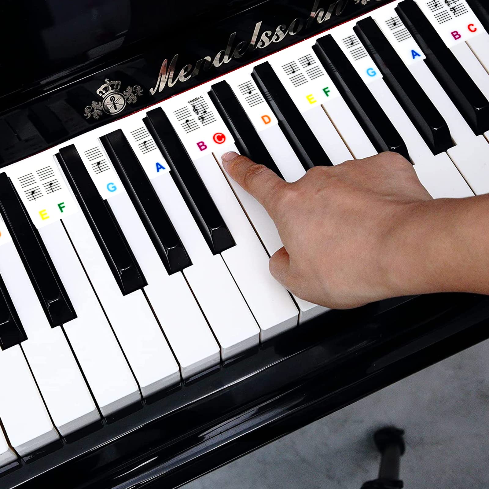 BDSHUNBF Pegatinas De Piano Extraíbles De Silicona – 88 Teclas Con Caja, Aprende Notas Fácilmente Para Niños Y Principiantes