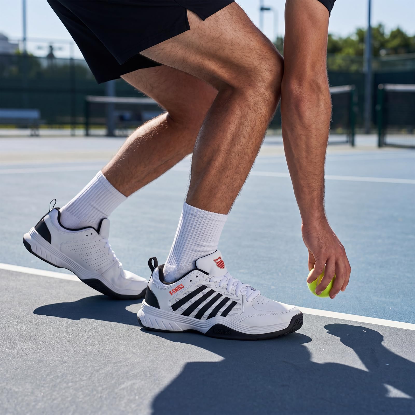 K-Swiss Scarpe da Tennis Court Express 2 Uomo, Bianco/Nero/Rosso Marte
