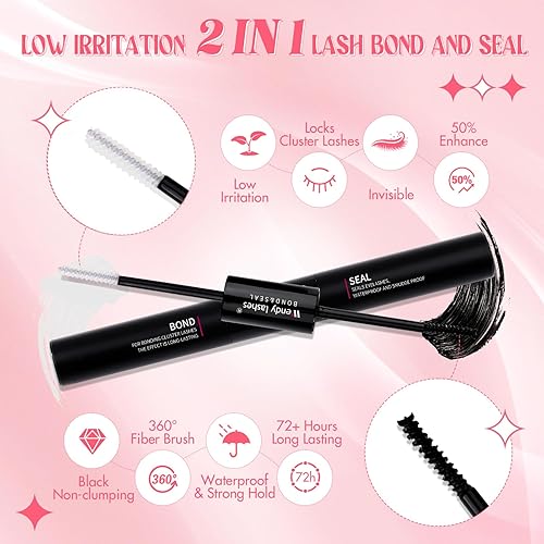 Miniatura 3 de Kit de extensiones de pestañas 50D, extensiones de pestañas en racimo 50D, rizo D, 0.315-0.630 in de longitud mixta, kit de pestañas individuales