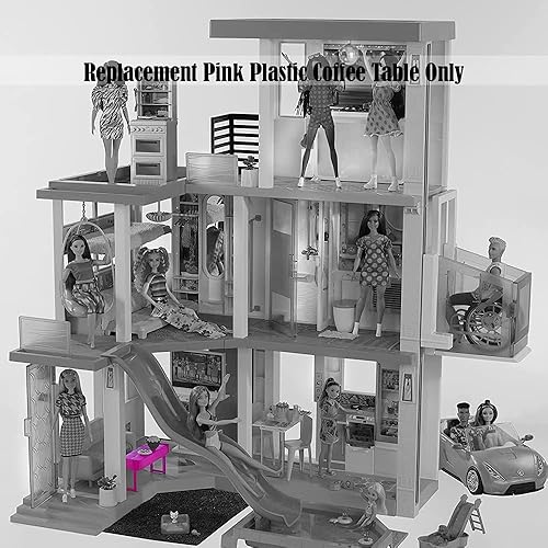 Miniatura 4 de Piezas de repuesto para Barbie Dreamhouse Playset - GRG93 ~ Barbie Doll Size Pink Plastic Coffee Table