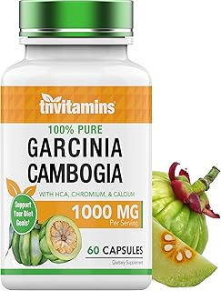 tnvitamins Garcinia Cambogia Extract Capsules (1000 MG x 60 Pills) with HCA & Chromium | Weight Loss Pills for Women & Men* | Appetite Suppressant for Weight Loss