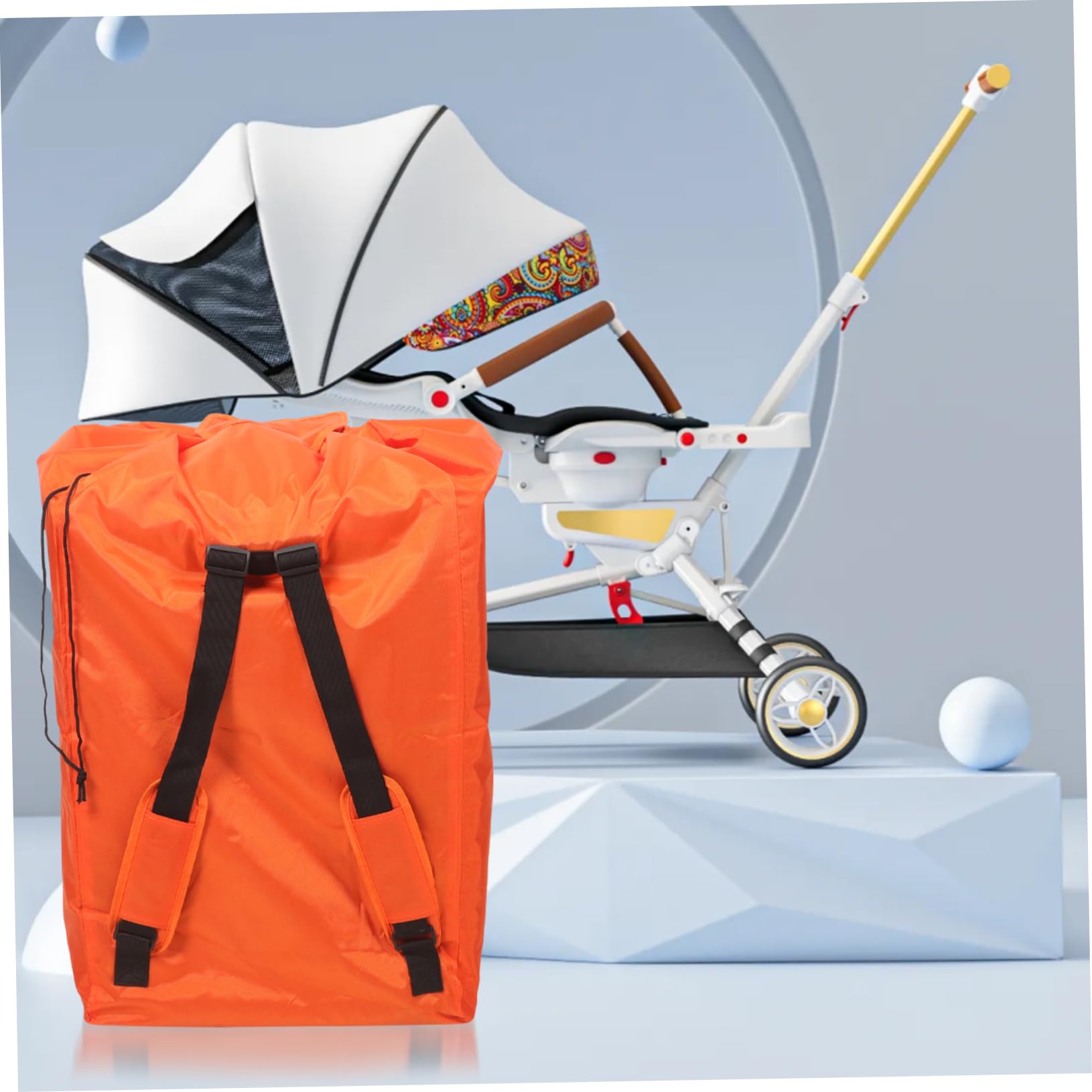 Amosfun Paquet de Rangement Voyage Poussette et Siège Auto, 1 Pièce | Tissu Oxford Orange, Grand Volume Pliable et Déperlant, pour Déplacements en Avion