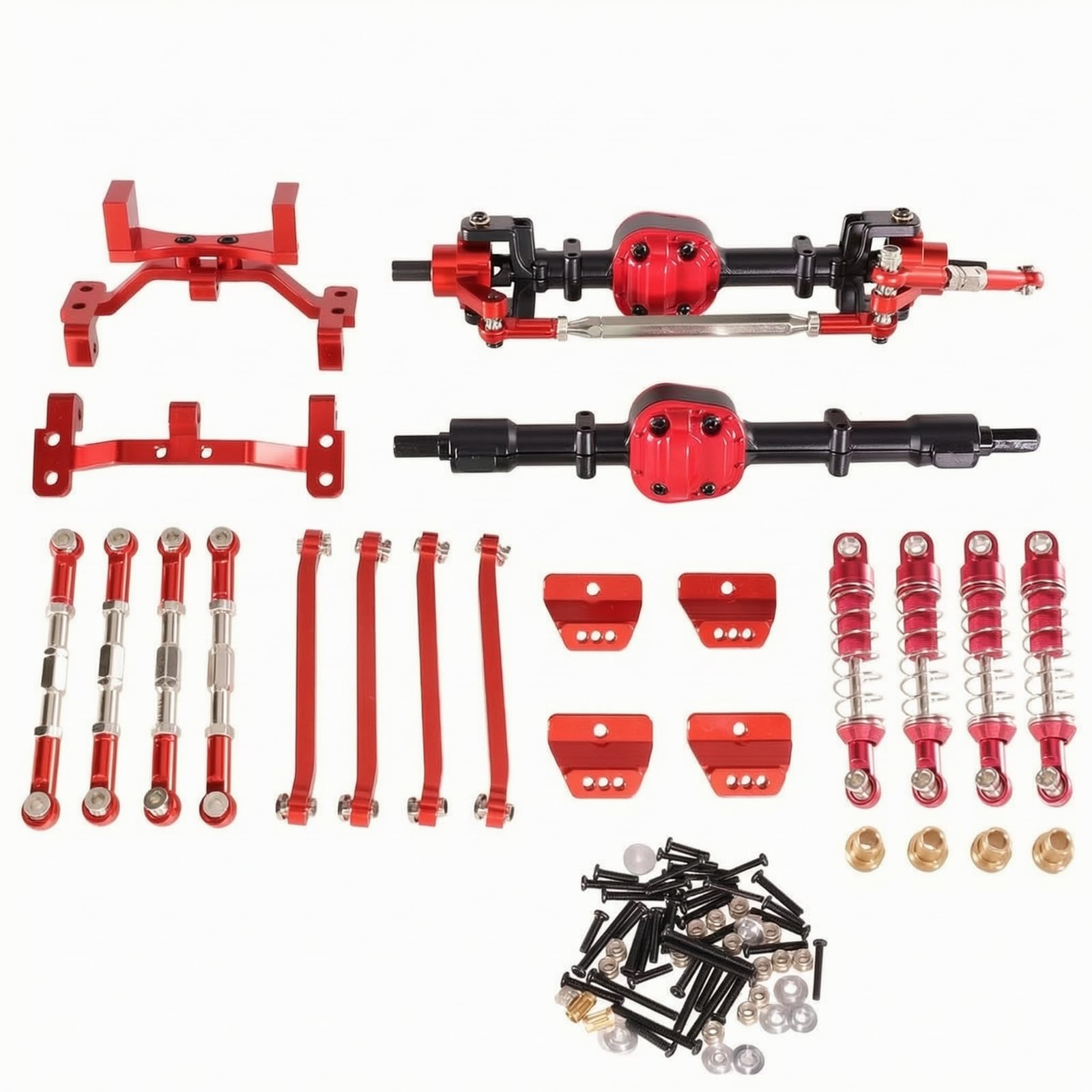 Stabil RC-Auto-Upgrade-Teileset CNC-Gefräst, Fahrwerk-Upgrade-Kit mit Stoßdämpfern, Eloxiert, Alu-Tuning-Set, für Modellbau, Modellbauer, Kit