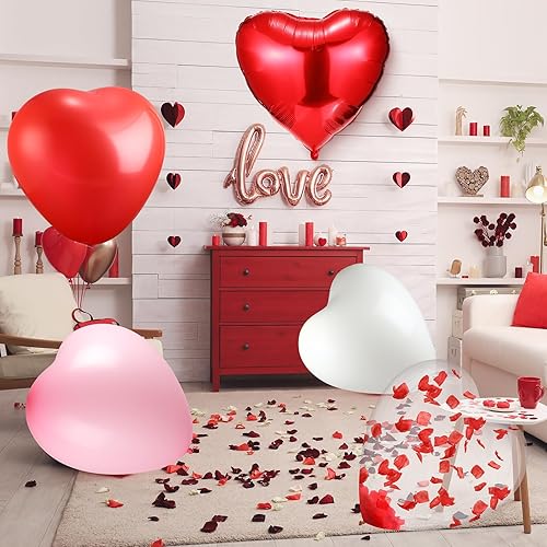 Miniatura 4 de Lunmon 5 globos grandes de 36 pulgadas con forma de corazón enorme, globo de látex de corazón rosa para citas, proponer despedida de soltera,