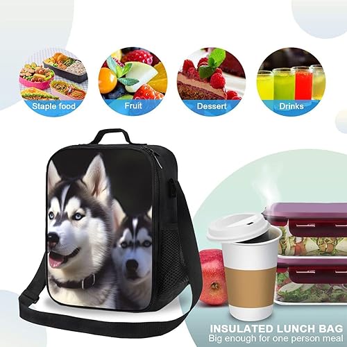Miniatura 3 de VACSAX Lonchera para hombres y mujeres, con estampado de perro husky, bolsa de almuerzo aislada reutilizable portátil