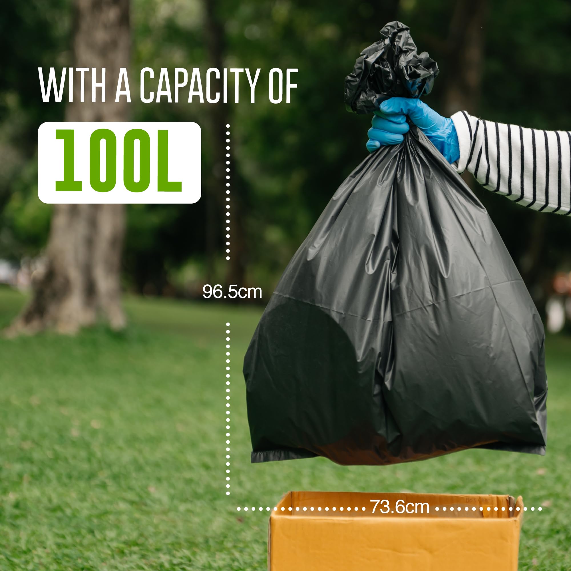 200 sacos de basura resistentes EcoBag de 100 L (20 kg)