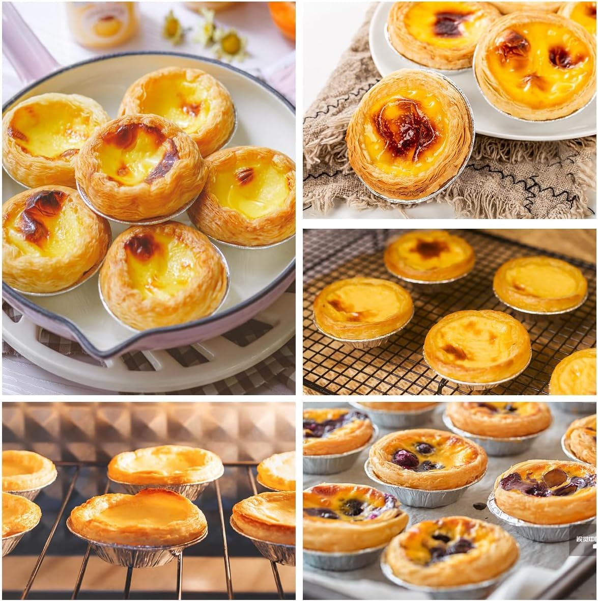 Moule Pasteis De Nata, 25 Pièces Moules à Tarte Aux œufs, Mini Moule à Tarte,Les moules de cuisson sont antiadhésifs et réutilisables, parfaitement adaptés pour la cuisson de
